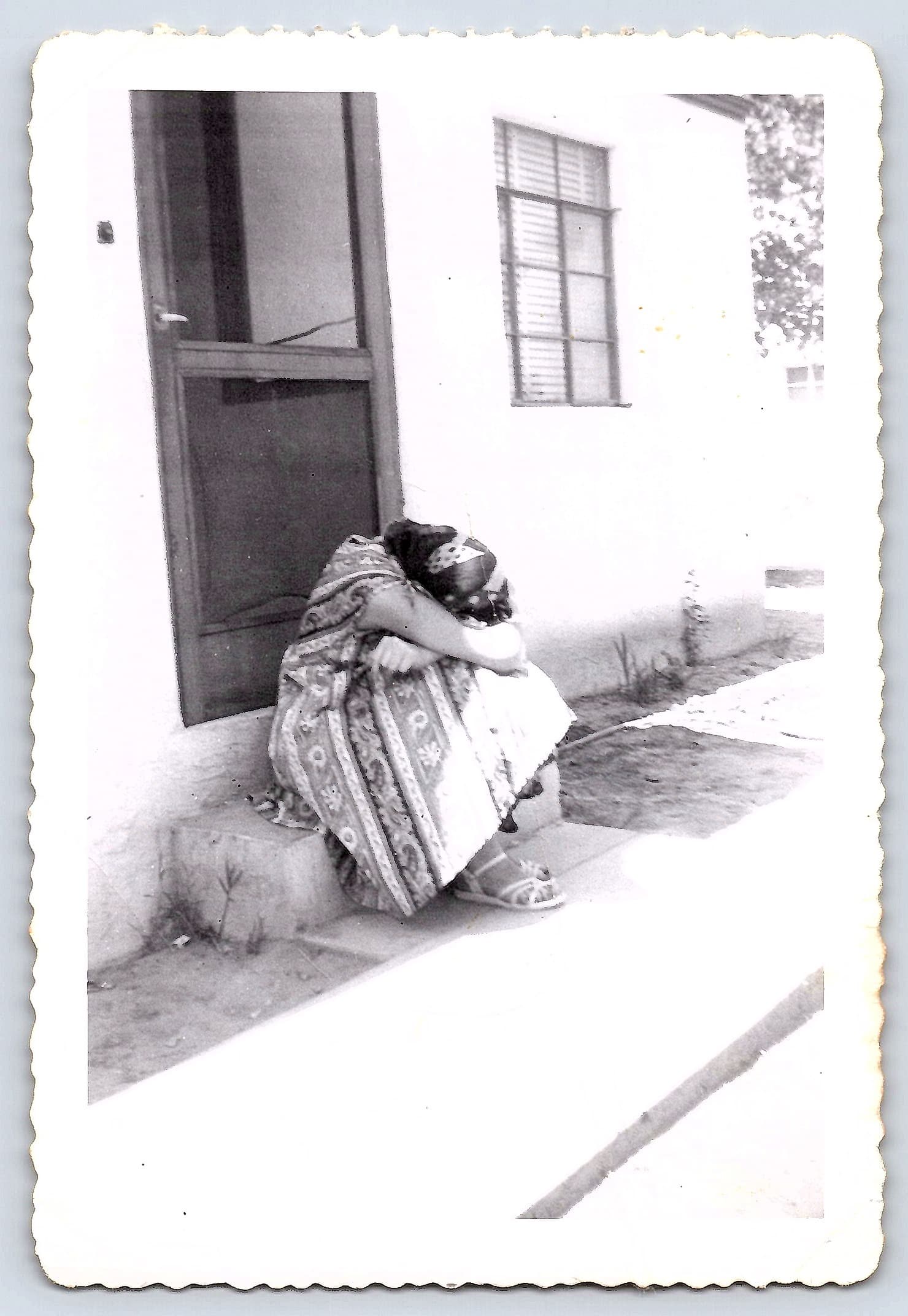 Woman in Traditional Dress, Black and White Photo, 3.5 × 5 inches, 1950s