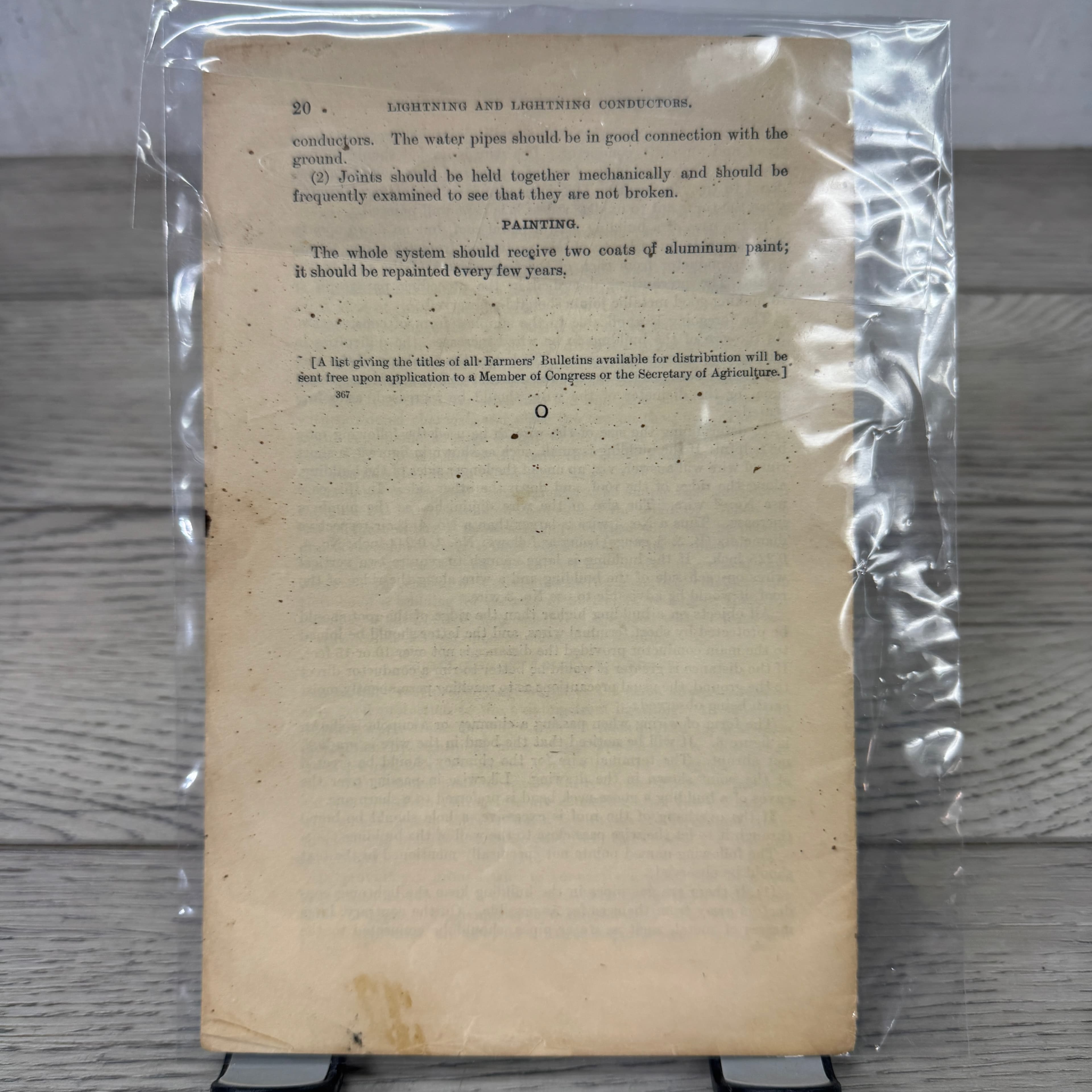 Farmers' Bulletin 367: Lightning Conductors, US Dept of Agriculture, 1912 - Back