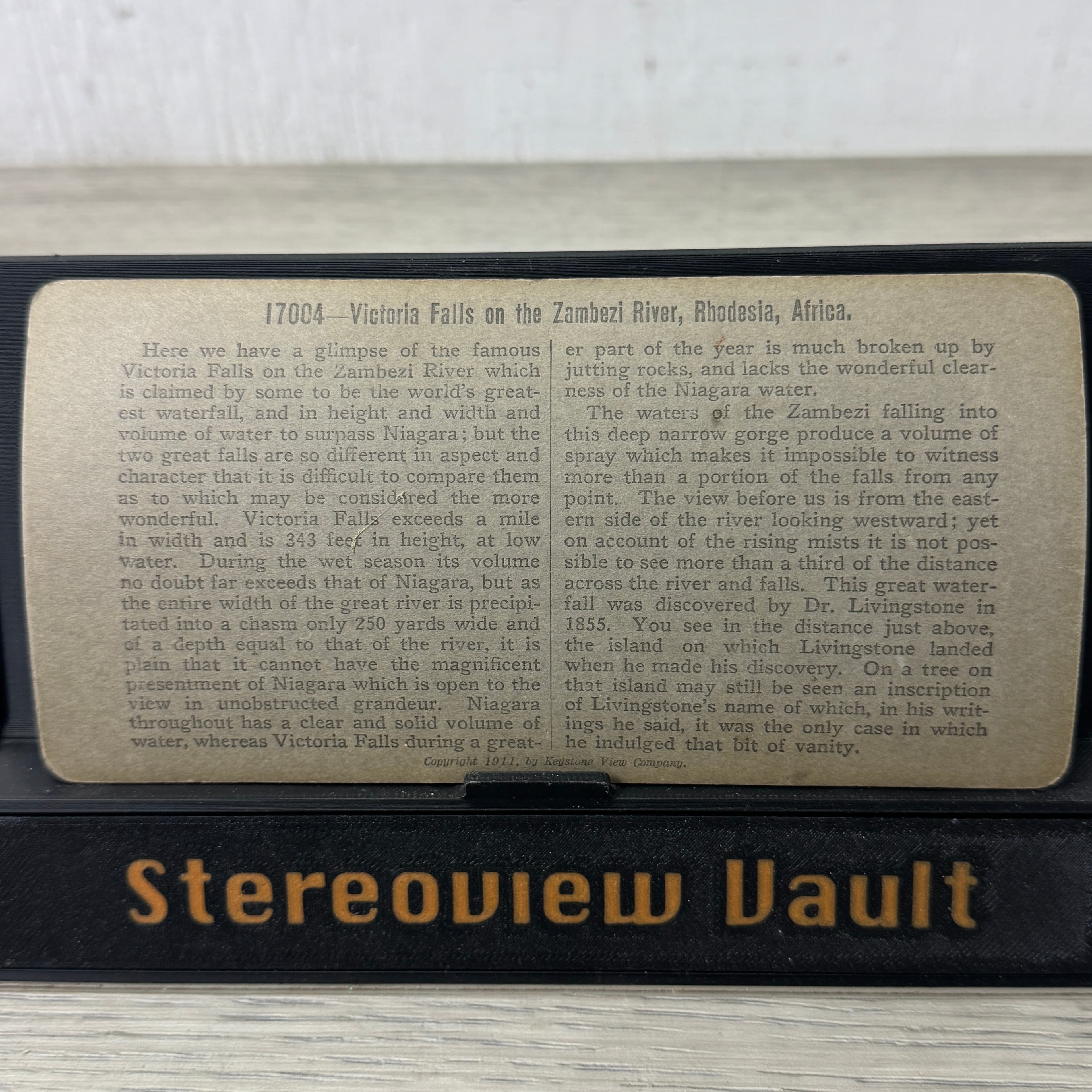 Keystone View Co. 17004 Victoria Falls Zambezi River Rhodesia c.1900 - Back