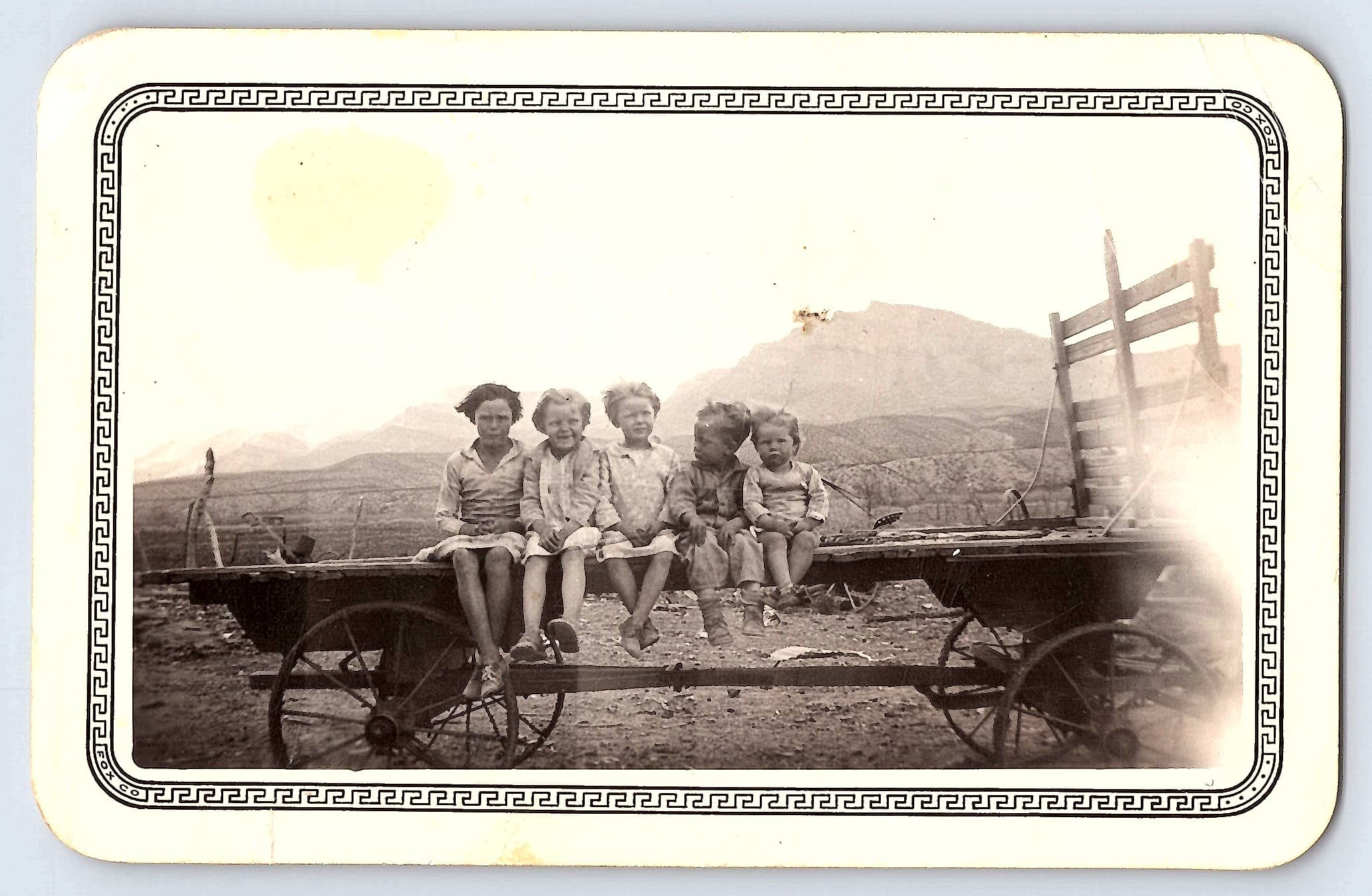 Children on Wagon, Black and White Photograph, 3.1 × 4.89 inches, 1940s