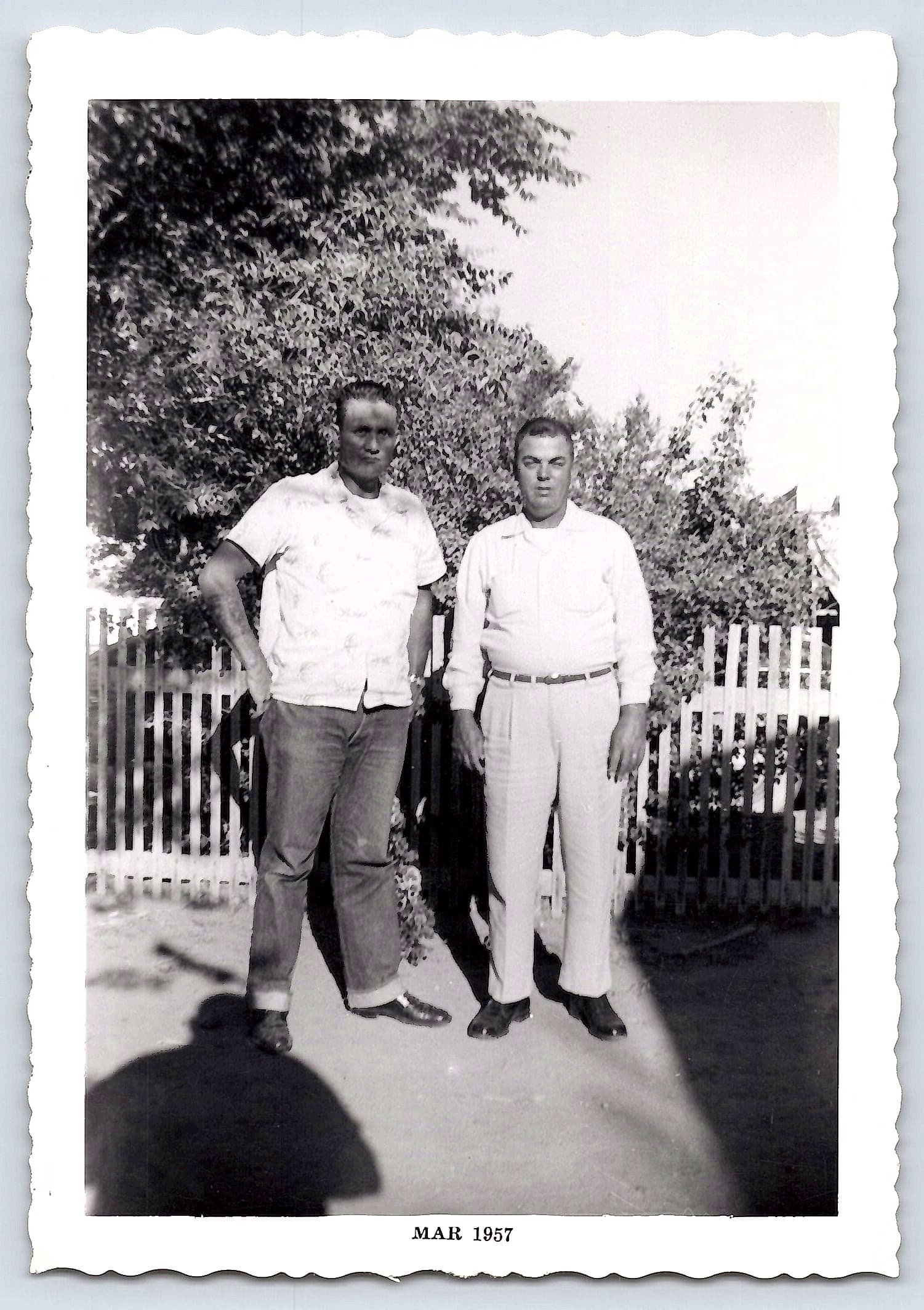 1957 Portrait of Two Men, Black and White, 3.5 × 5 inches