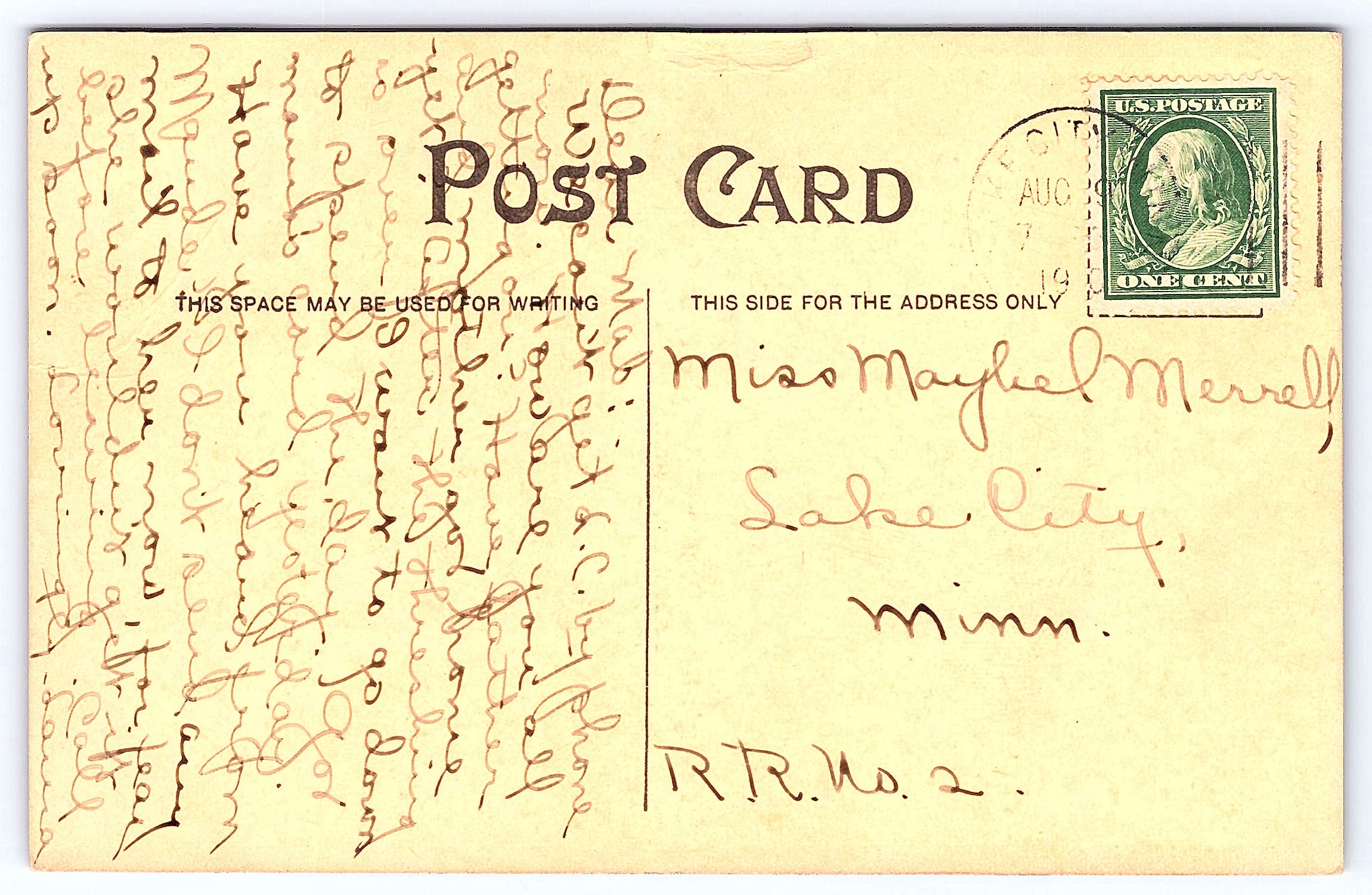 E.C. Kropp Co., Divided Back, Young's Store, Lake City, 1910s - Back