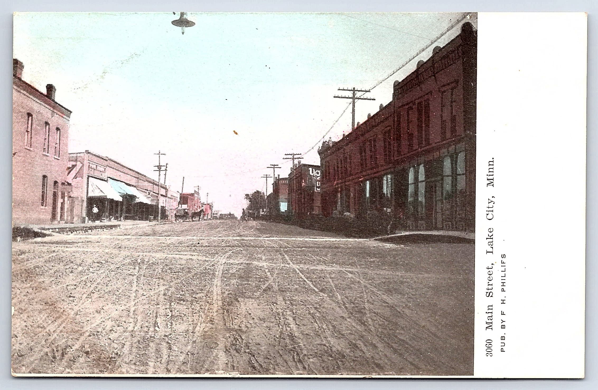 F.H. Phillips, Divided Back, Main Street, Lake City, Minn, 1907-1915