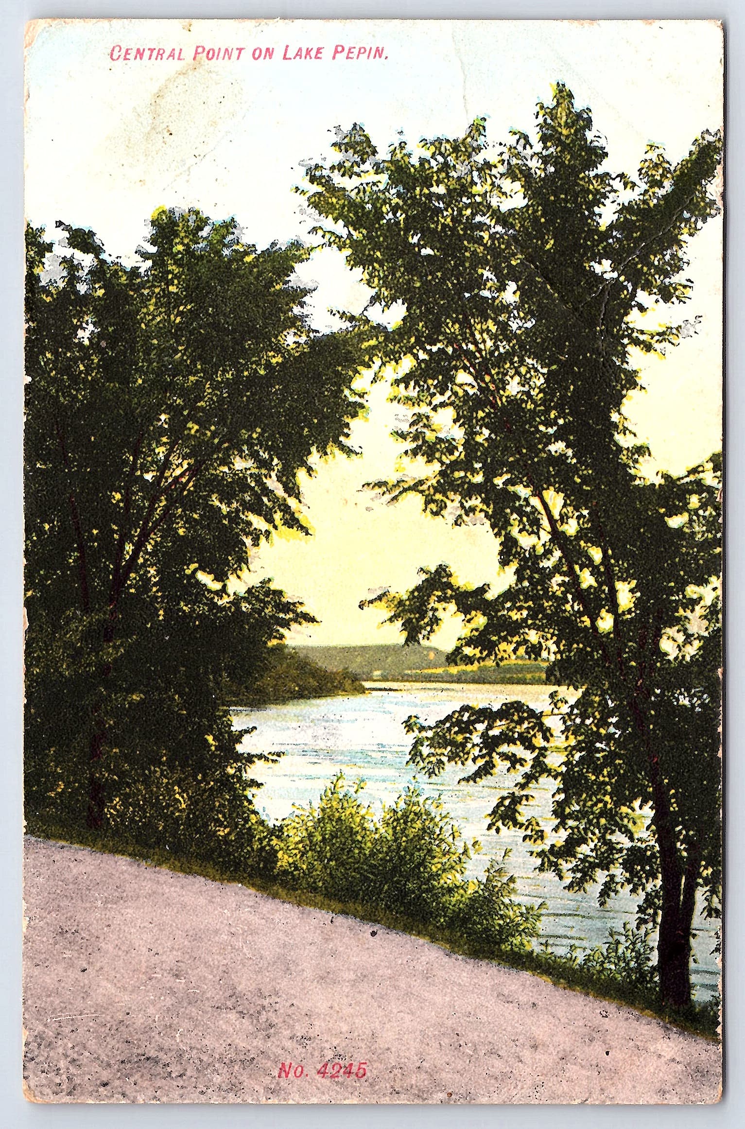 Central Point on Lake Pepin, Divided Back Postcard, Minnesota, 1908