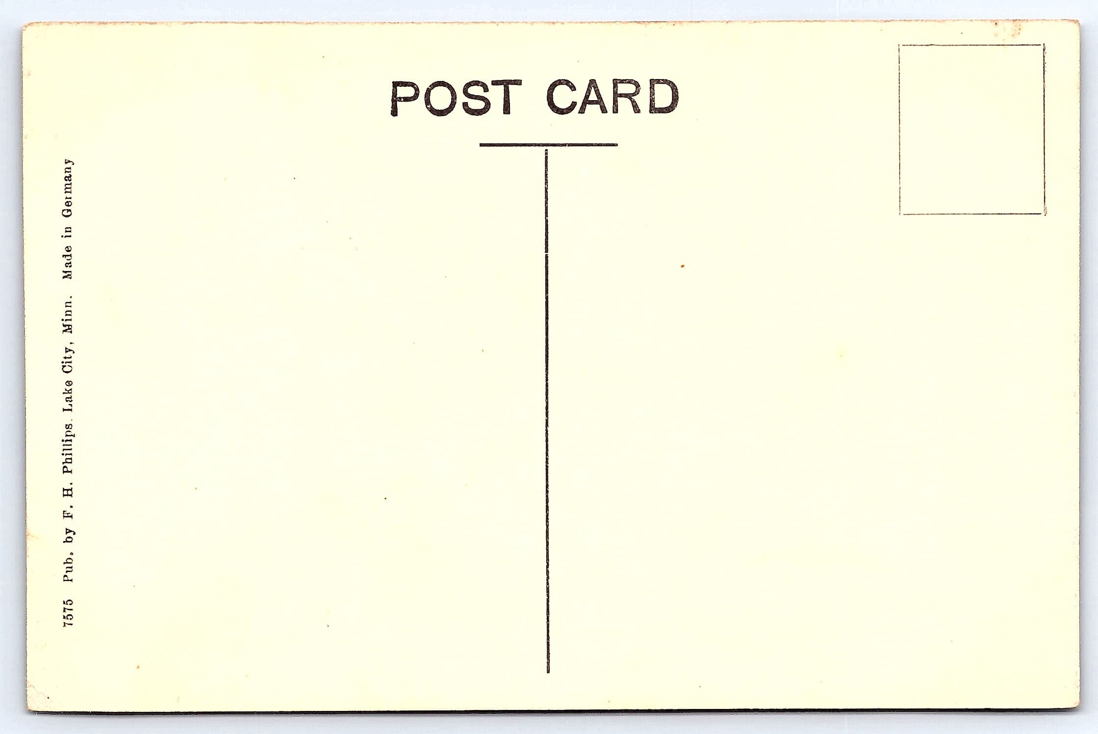 F.H. Phillips, Divided Back, First Methodist Church, Lake City, Minn, 1907-1915 - Back