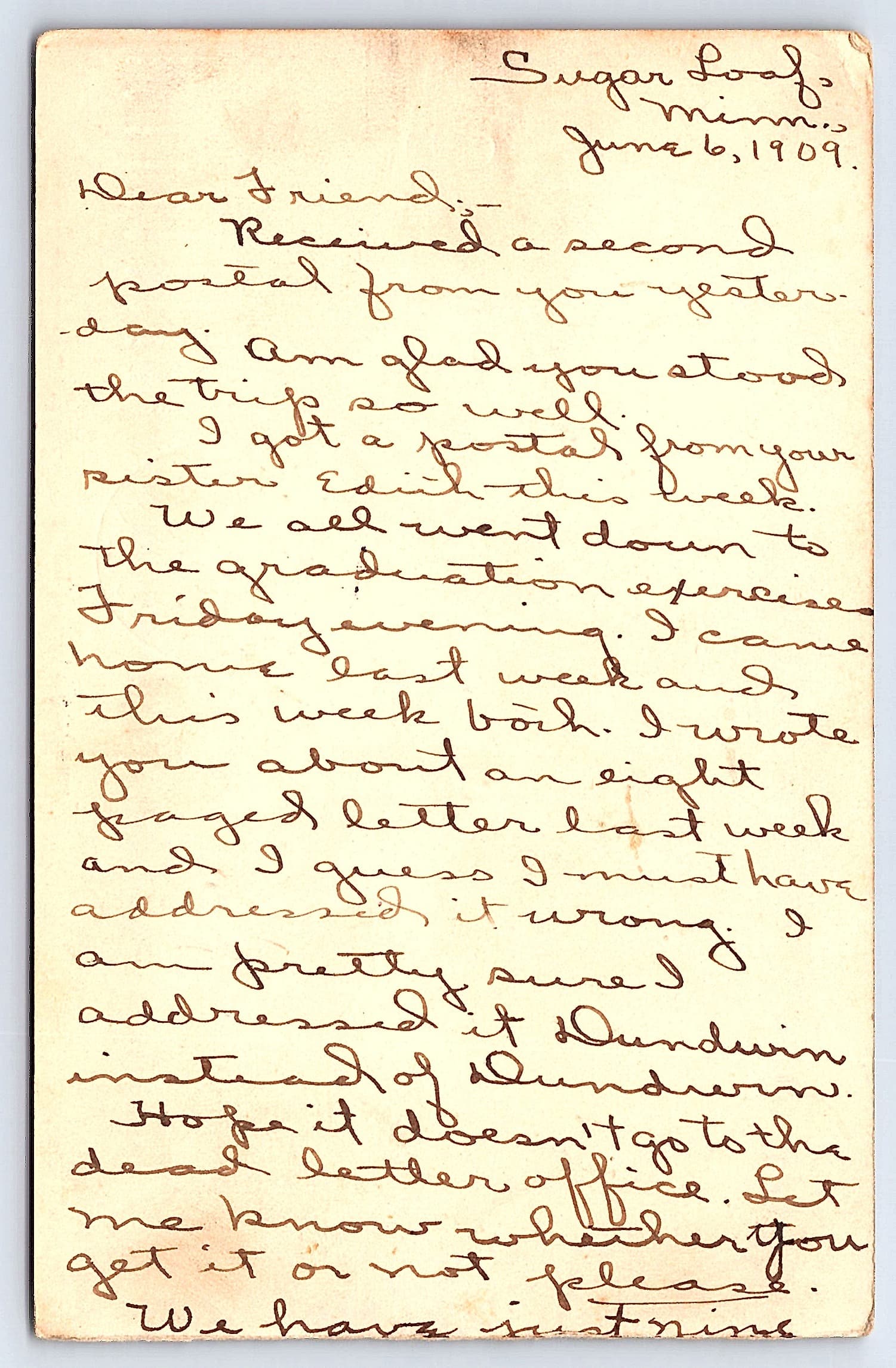 F. H. Phillips Undivided Back Postcard, Lake City Harbor, 1908 - Back