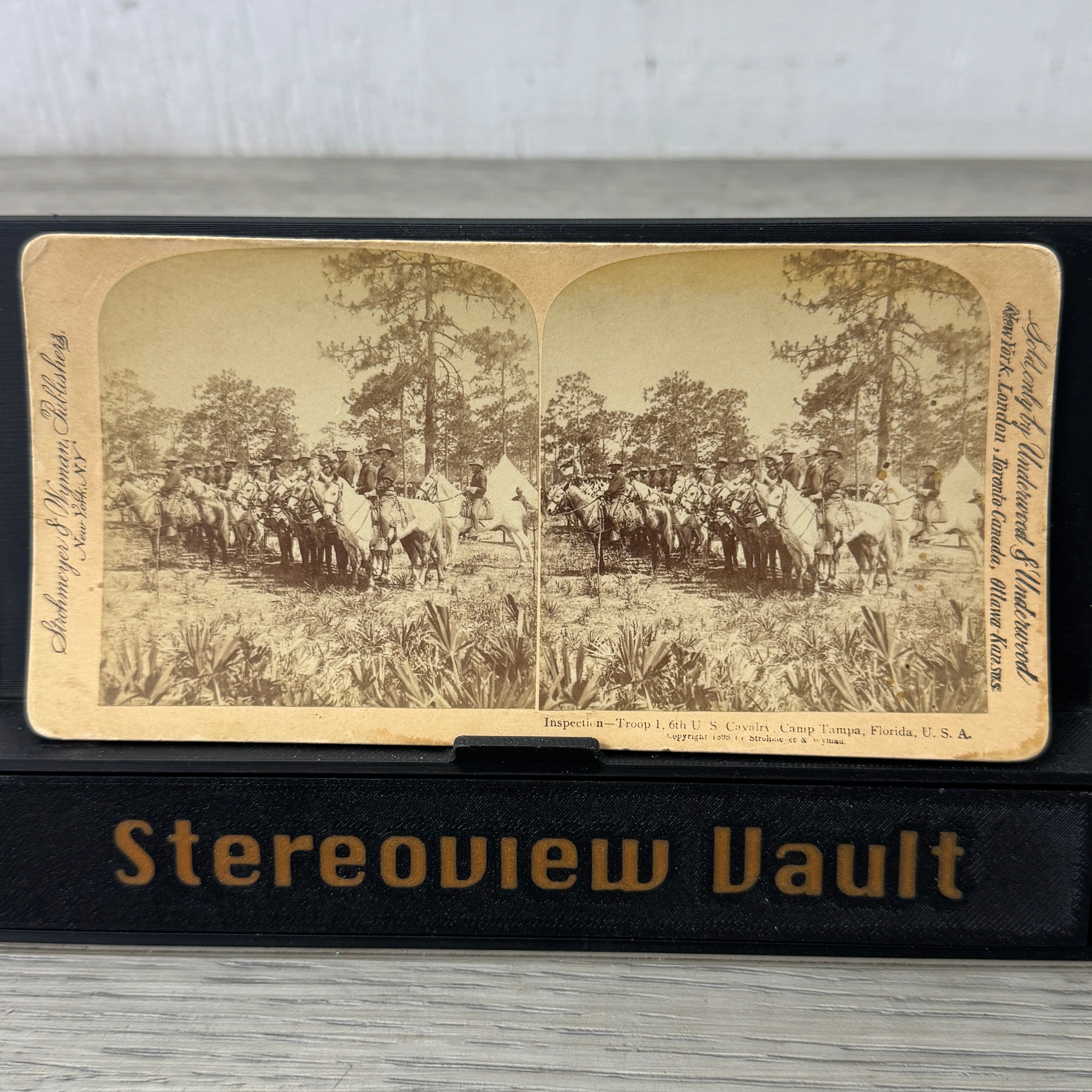 Underwood & Underwood Stereoview, Troop I, 6th U.S. Cavalry, Tampa, c.1898