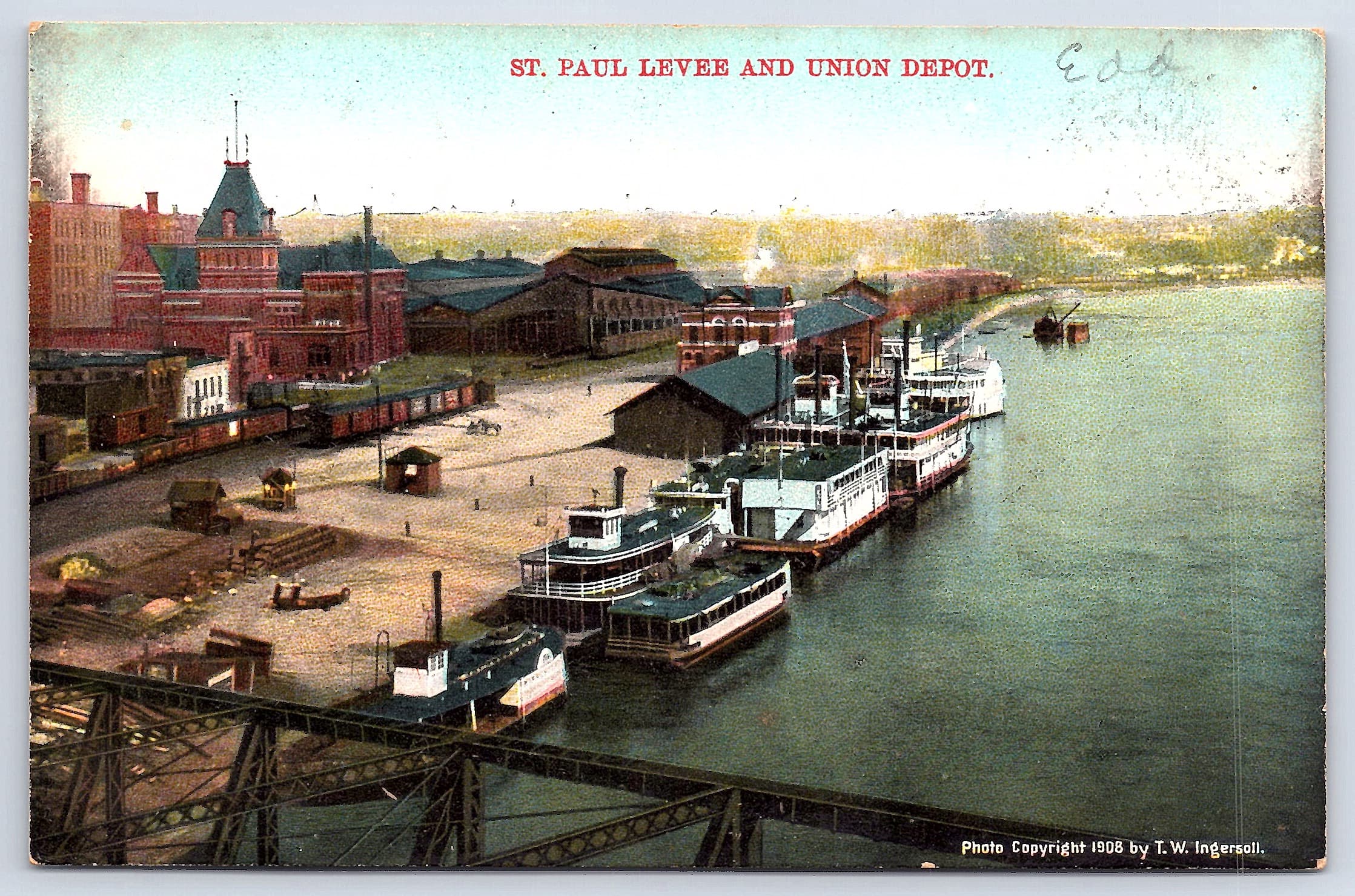 Wright, Barrett & Stilwell Co., Divided Back, St. Paul Levee, 1910