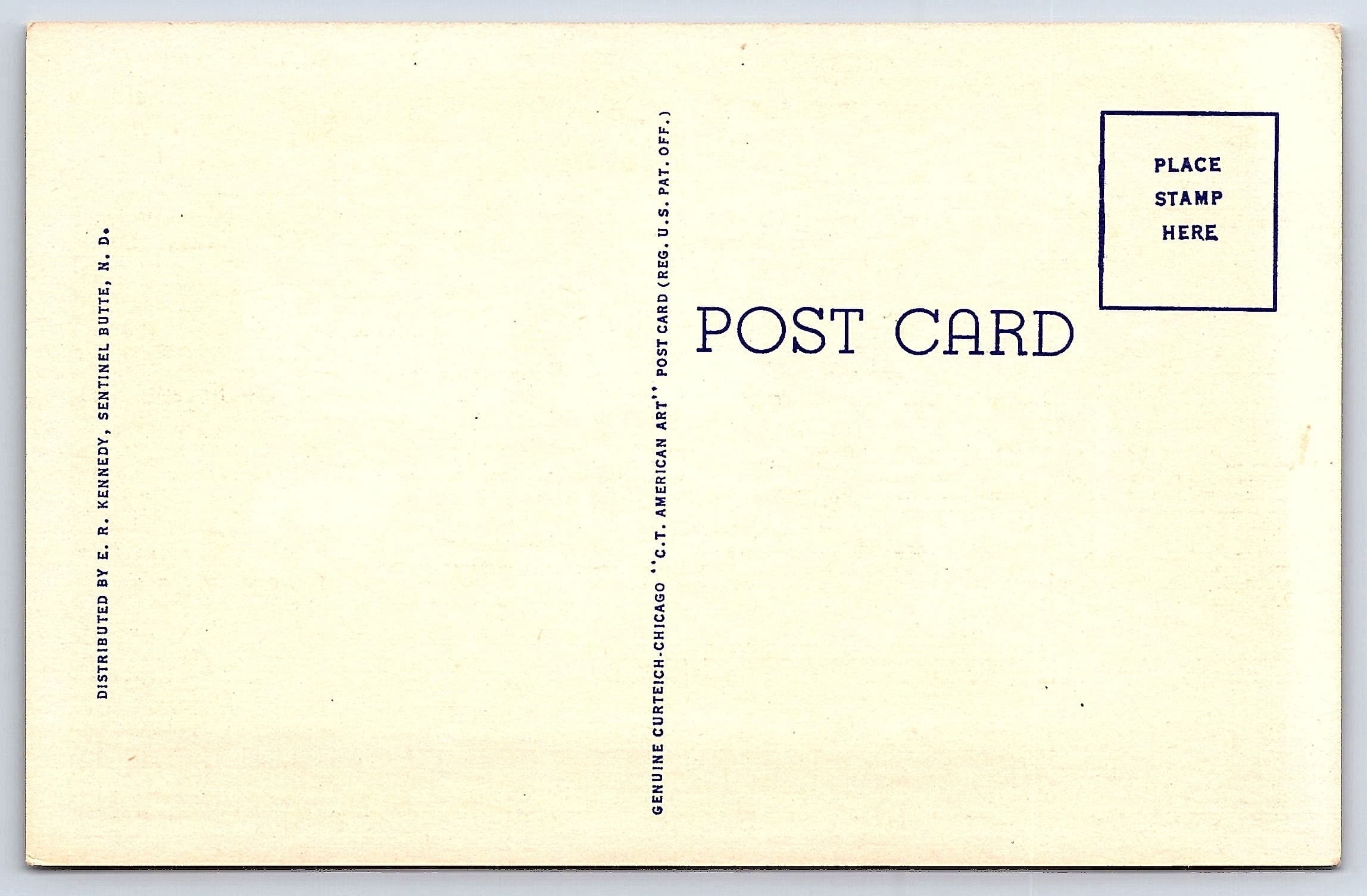 Roosevelt's Log Cabin, Linen Postcard, North Dakota Badlands, 1930s - Back