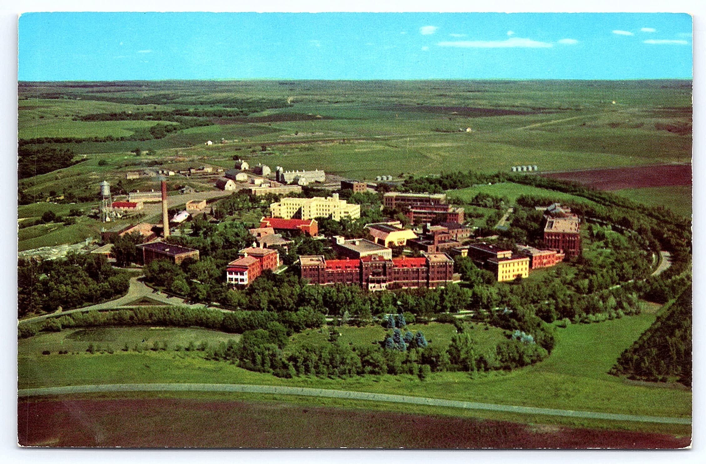 King's Studio Chrome Postcard, North Dakota State Hospital, Jamestown, 1960s