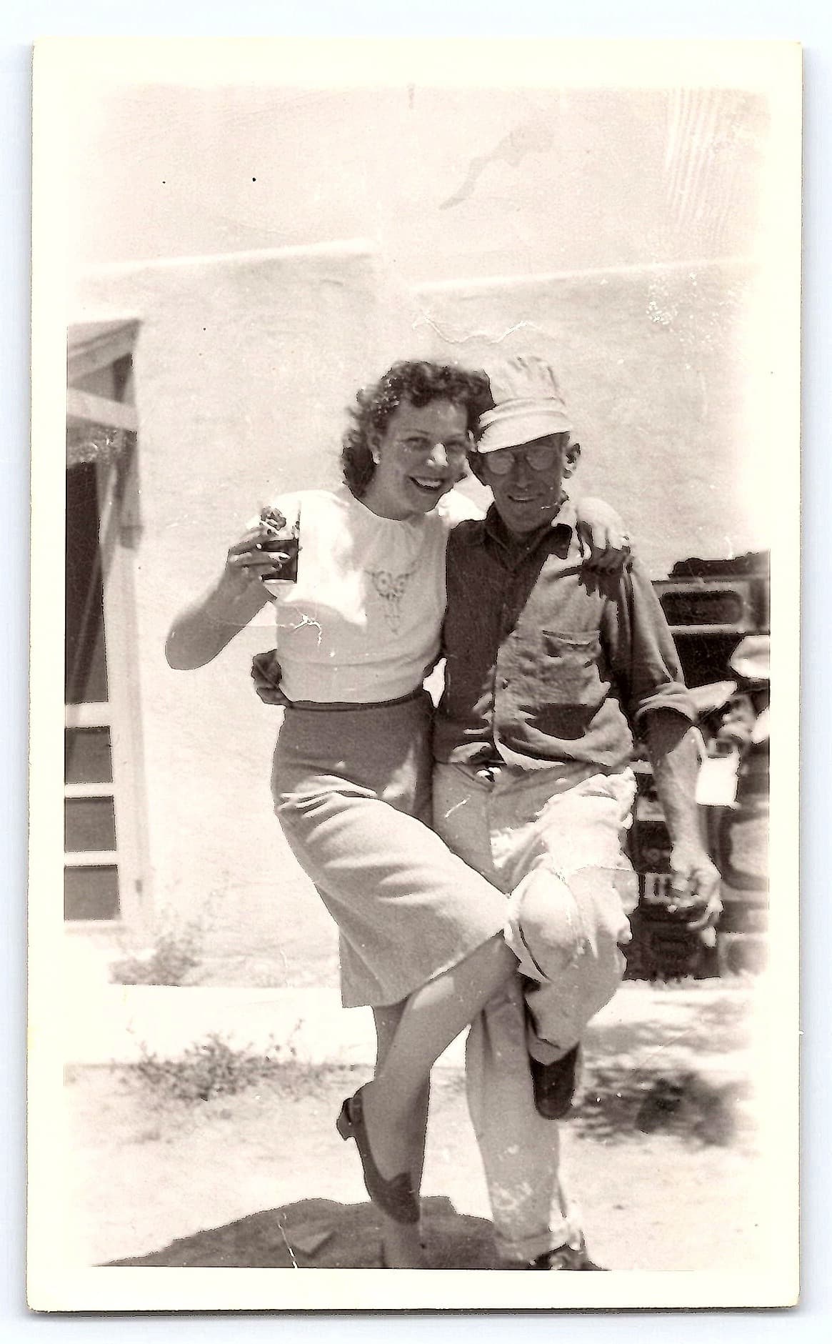 Vintage Snapshot of Couple, 2.67" × 4.46", Mid-20th Century