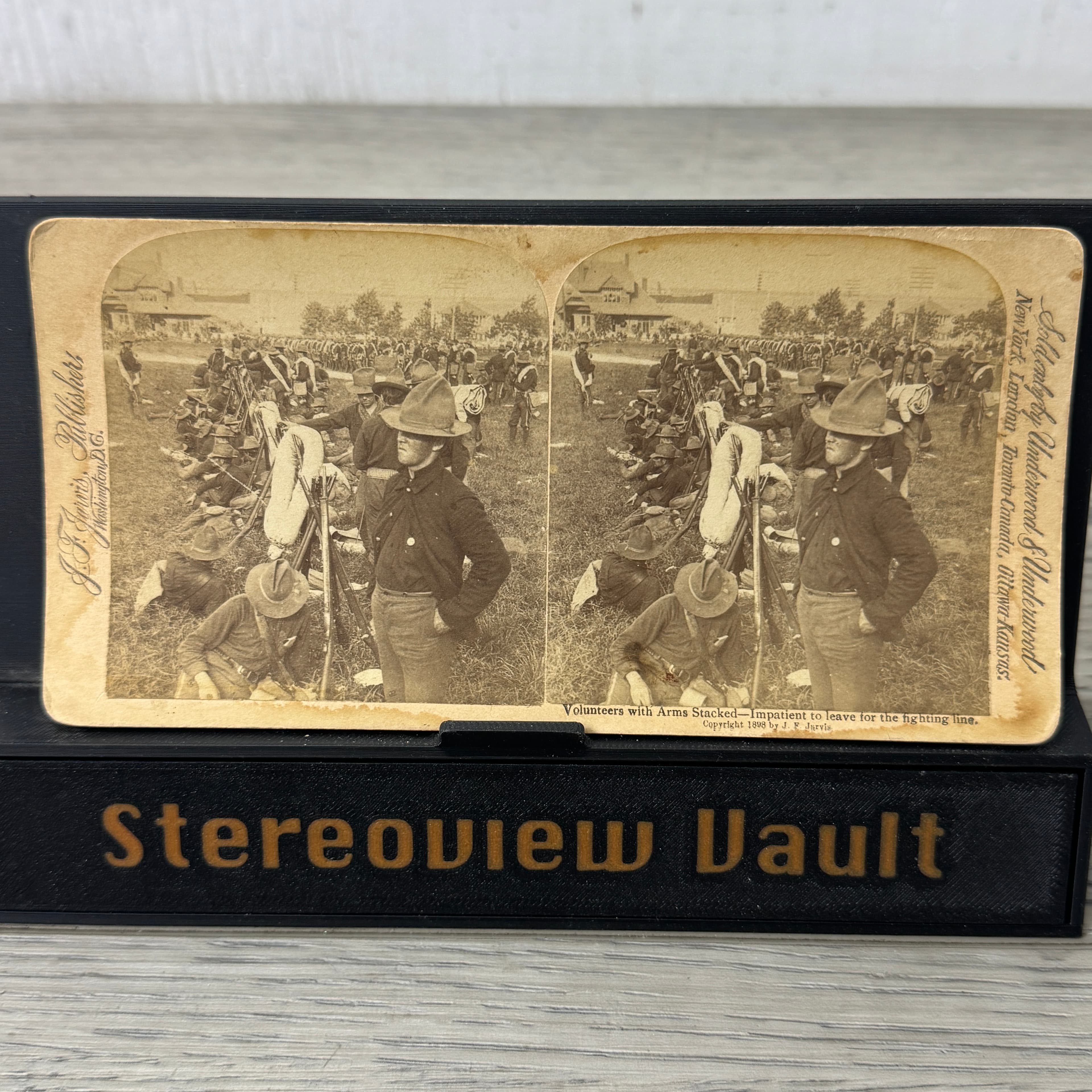 J.F. Jarvis Stereoview, Volunteers with Arms, c. 1898