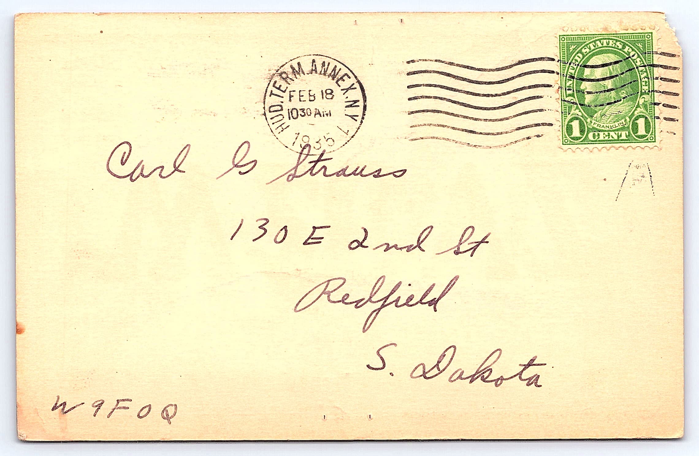 W2GVZ QSL Card, Ridgewood NJ, 1935, Ham Radio Communication - Back