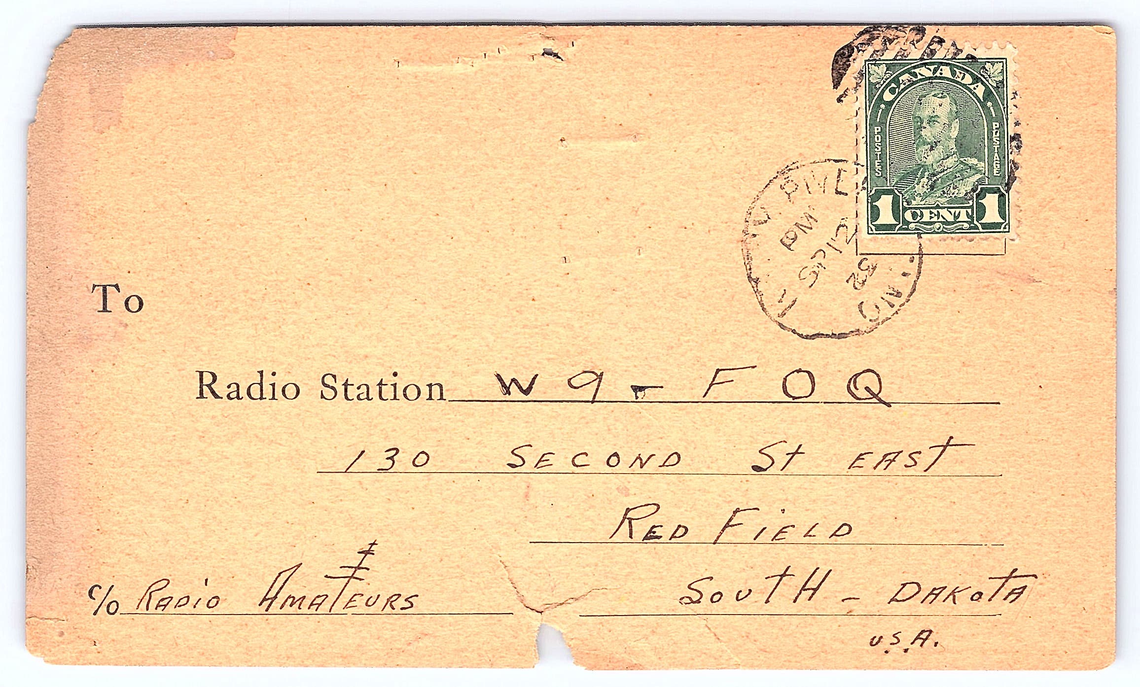 Ward Leonard Vitrohm QSL Card, VE3AT, Redfield SD, 1932 - Back