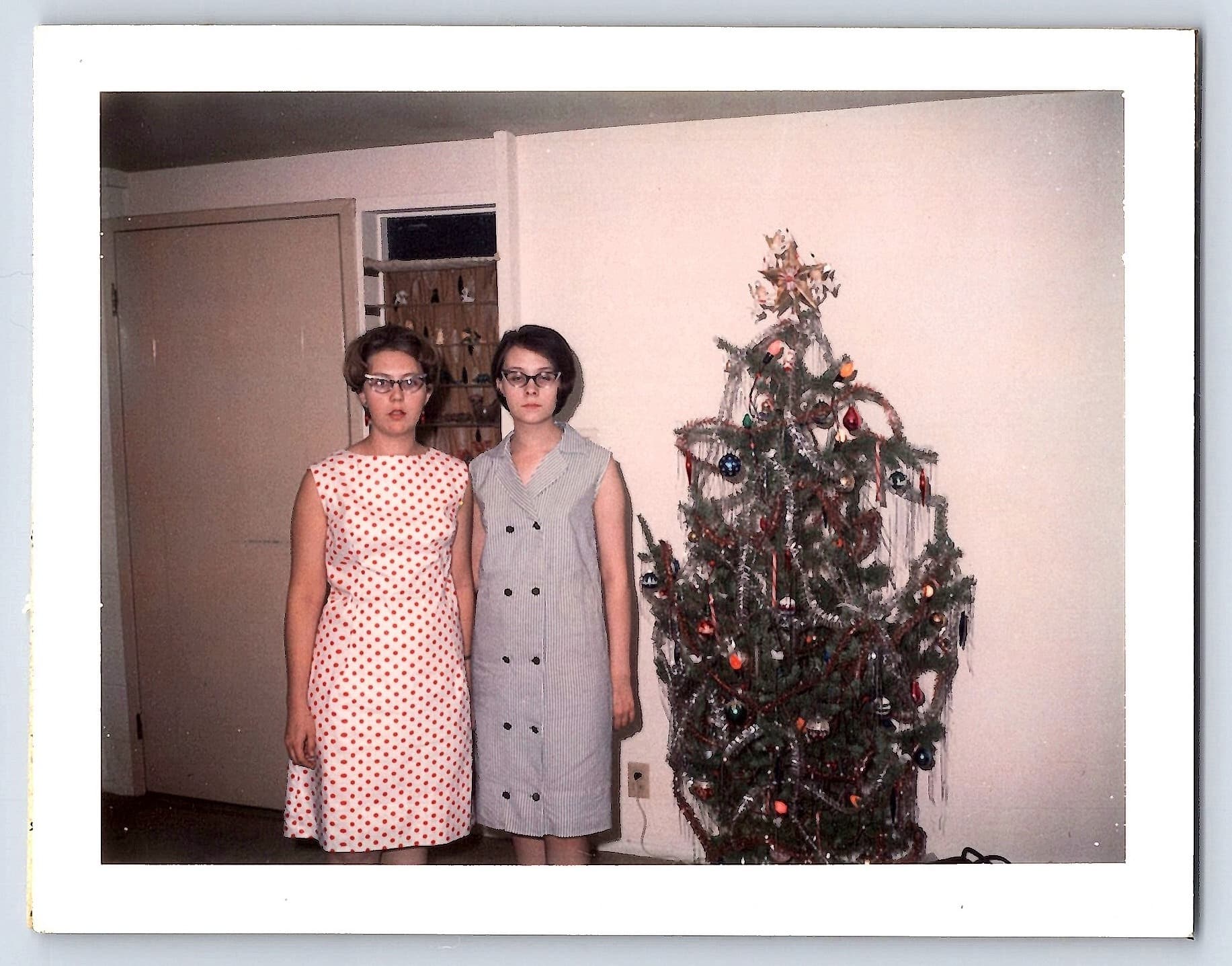 1960s Christmas Portrait, Color Print, Indoor Scene