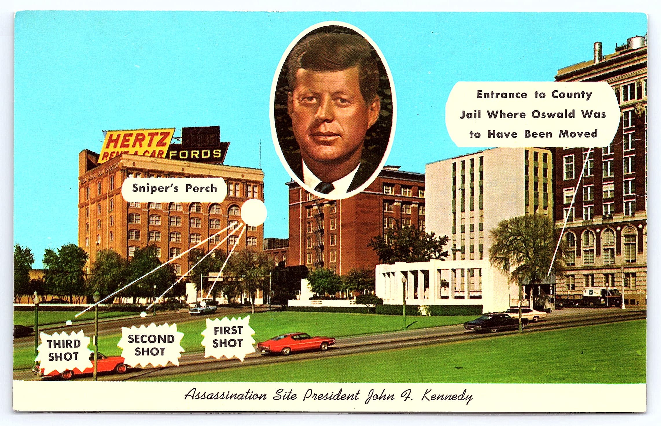 Curteichcolor Linen Postcard, JFK Assassination Site, Dallas, 1960s