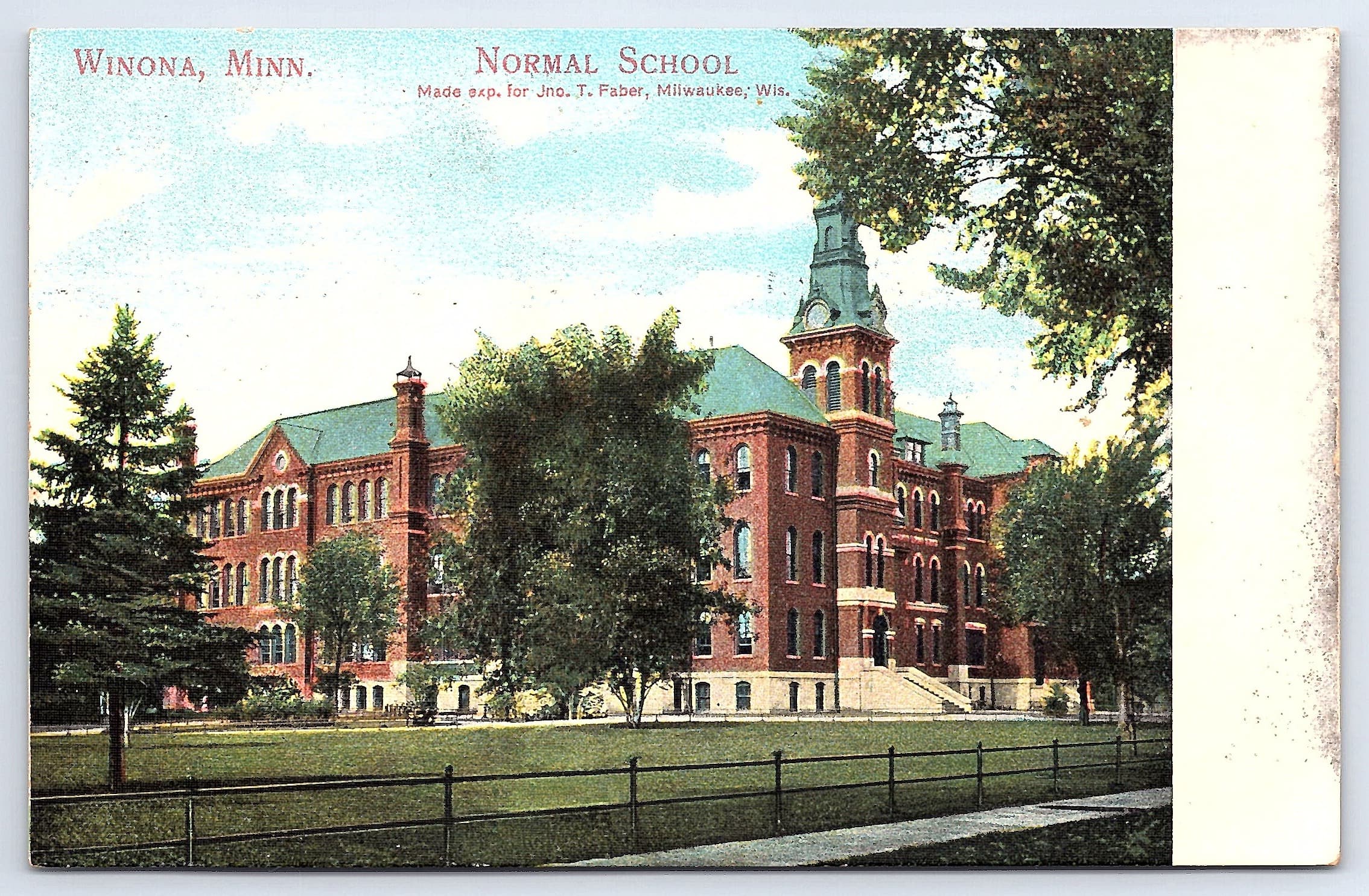 Suhling & Koehn Co. Postcard, Normal School, Winona, Minn., White Border Era