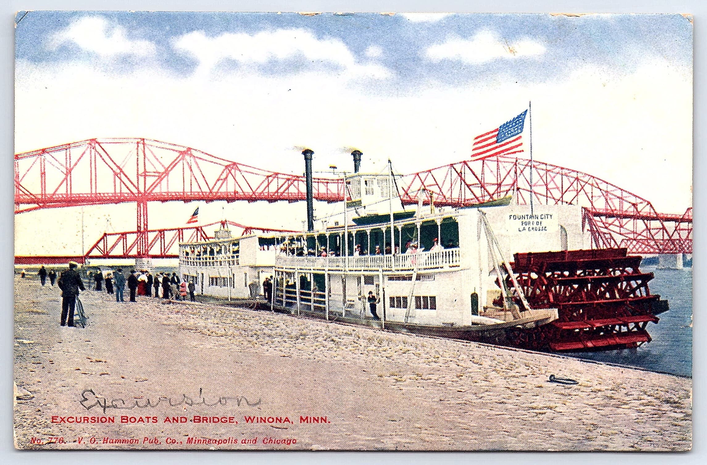 V.O. Hammon Pub. Co., Divided Back, Excursion Boats, Winona, MN, 1907-1915