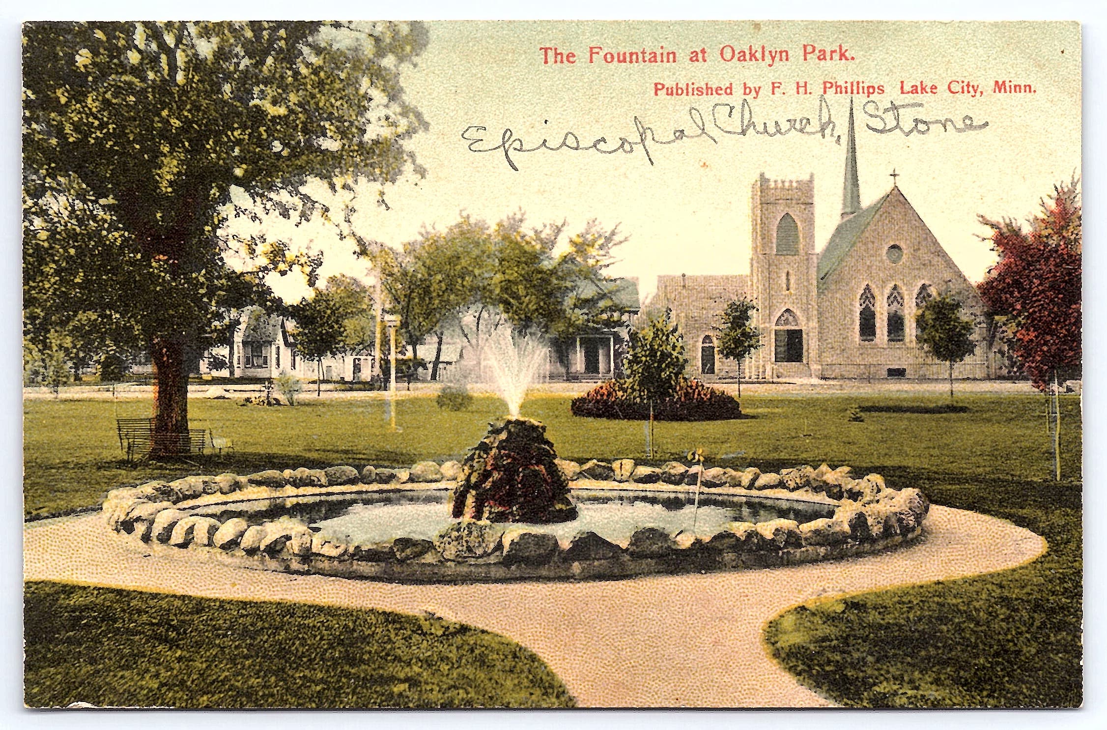 F. H. Phillips, Divided Back, Oaklyn Park Fountain, Lake City, Minn, c.1910