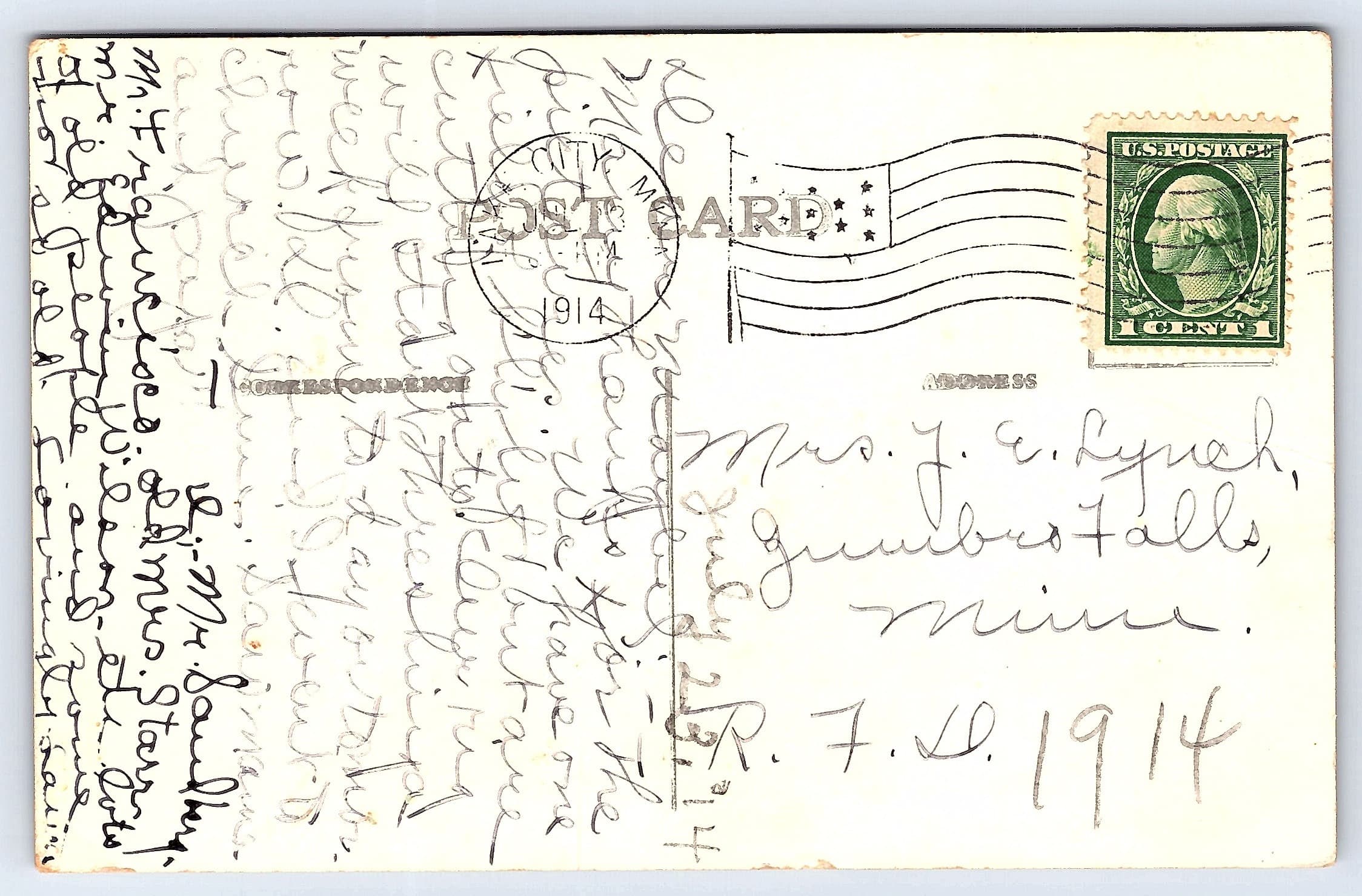 Snowed In - Divided Back, Lake City MN, 1914 Postmark - Back