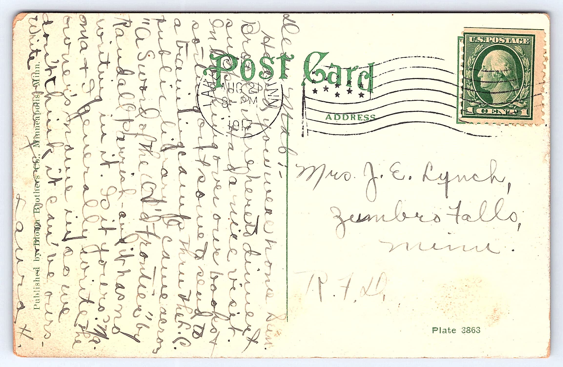 Ivoryton Brothers Co. Divided Back Postcard, Lake City, Minn. 1867, 1907 - Back