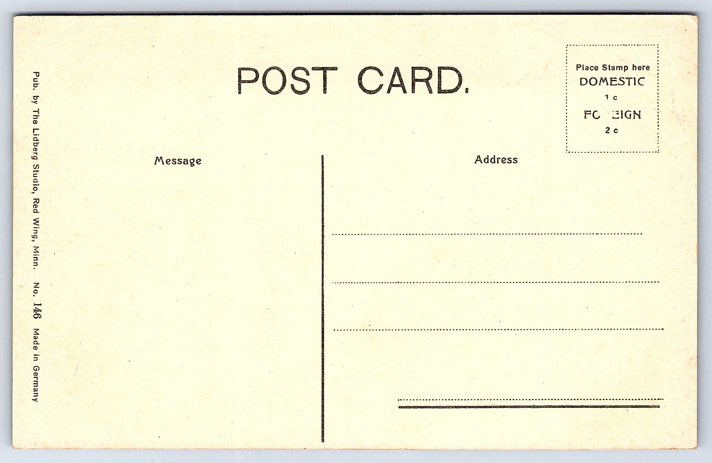 Liebeg Studio, Divided Back, Mississippi River Launch, 1907-1915 - Back