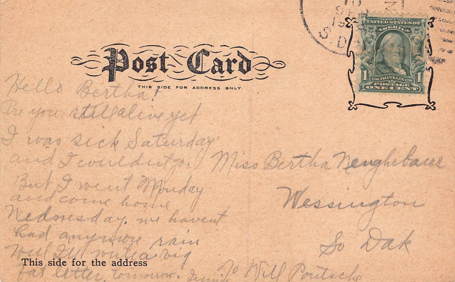 U.S.S. Brooklyn, Undivided Back Postcard, Early 1900s - Back