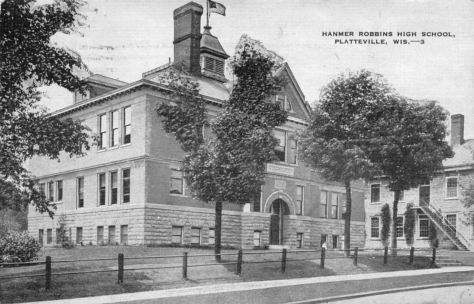 E.C. Kropp Co. Linen Postcard, Hanmer Robbins High School, Platteville, 1938