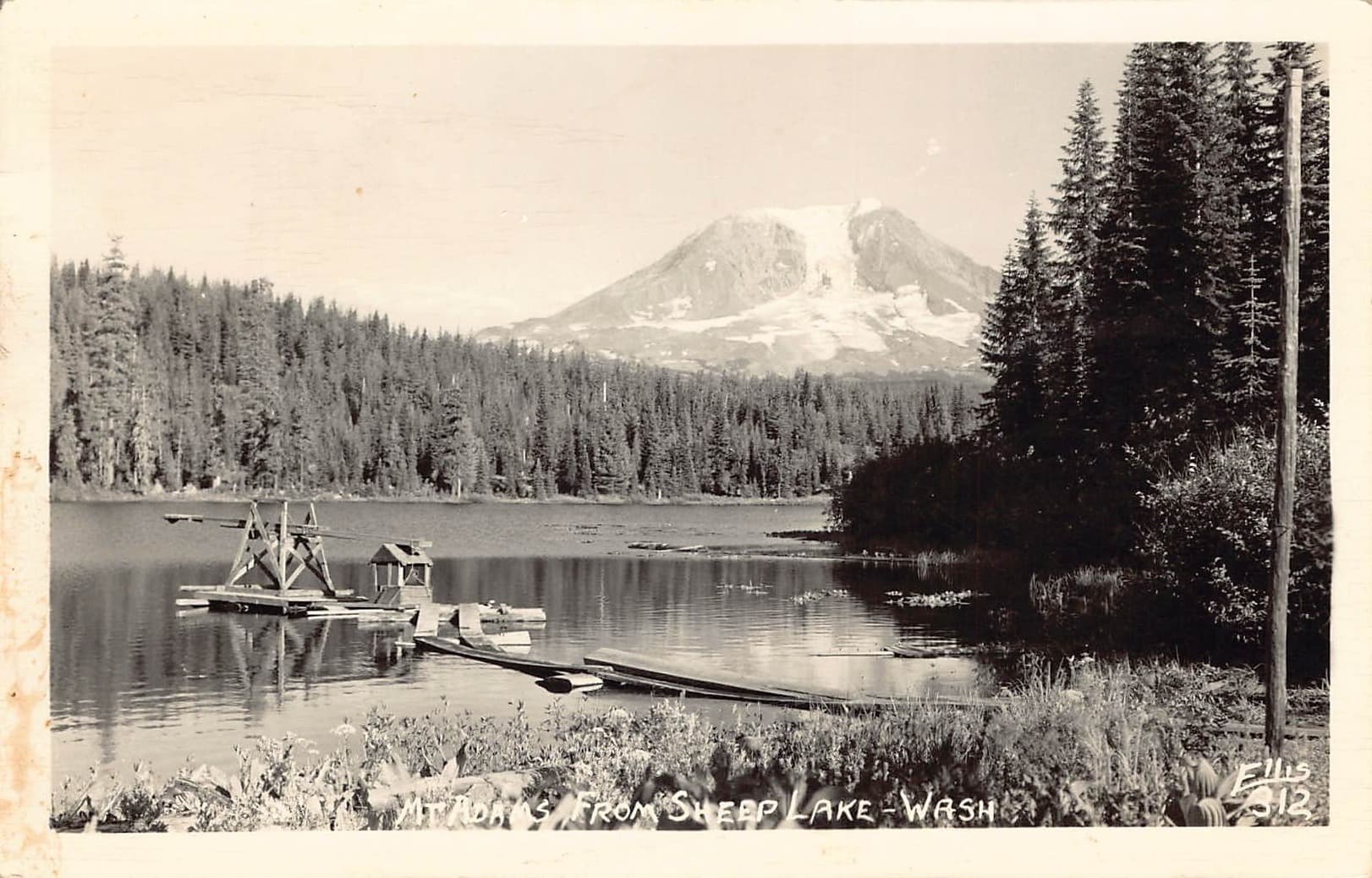 Ellis RPPC, Mt. Adams from Sheep Lake, Washington, 1954 Postmark
