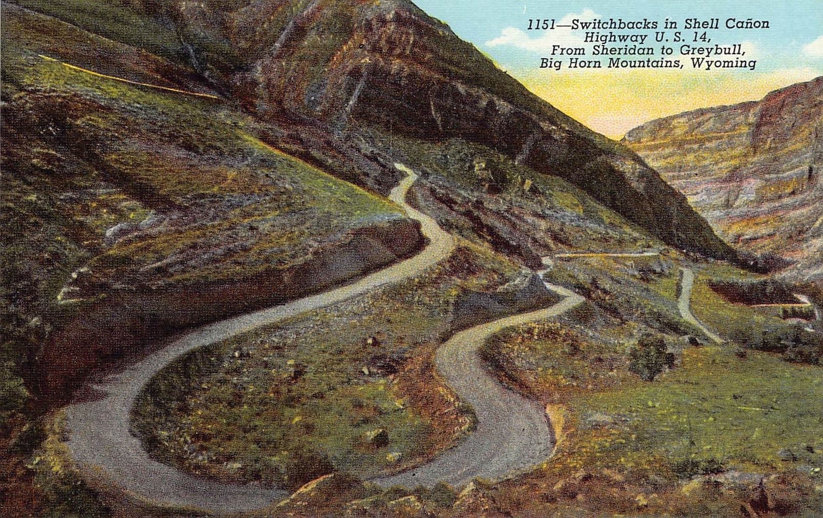 Sanborn Souvenir Co., Linen Postcard, Shell Cañon, Wyoming, 1930s