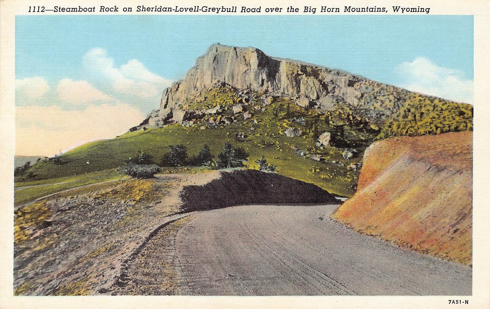 Sanborn Souvenir Co. Linen Postcard, Steamboat Rock, Wyoming, 1930s