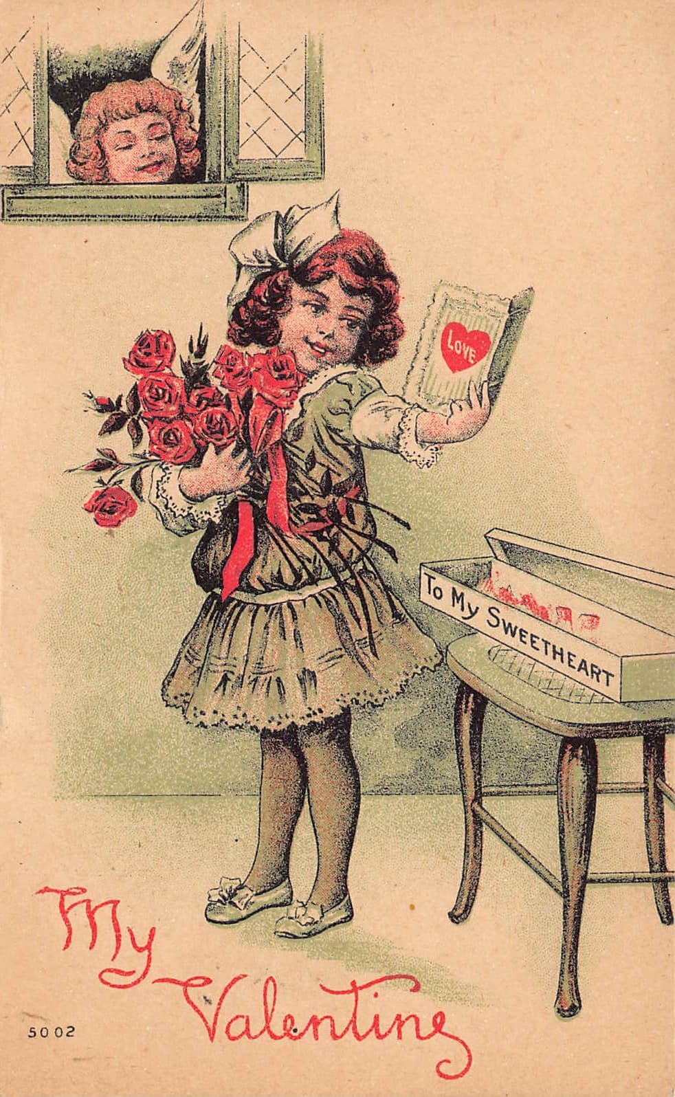 Valentine Postcard, Divided Back, Romantic Scene, Early 1900s