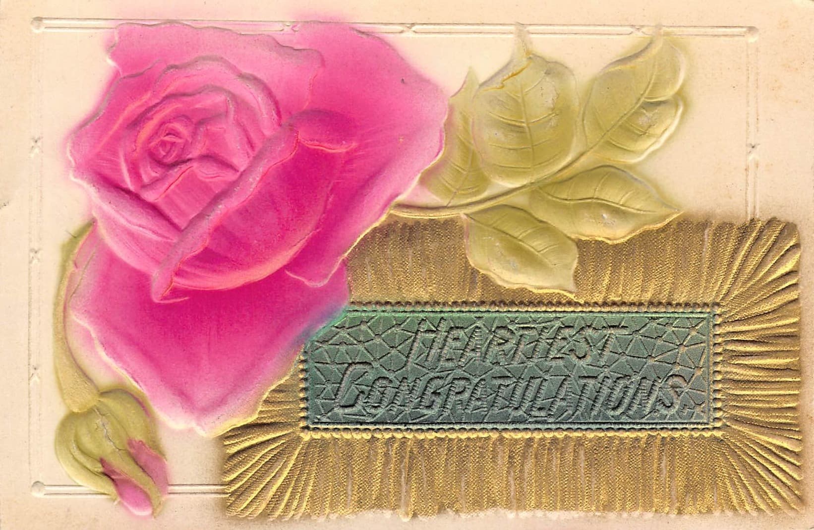 M.B. Postcard, Embossed Rose, South Dakota, 1910s