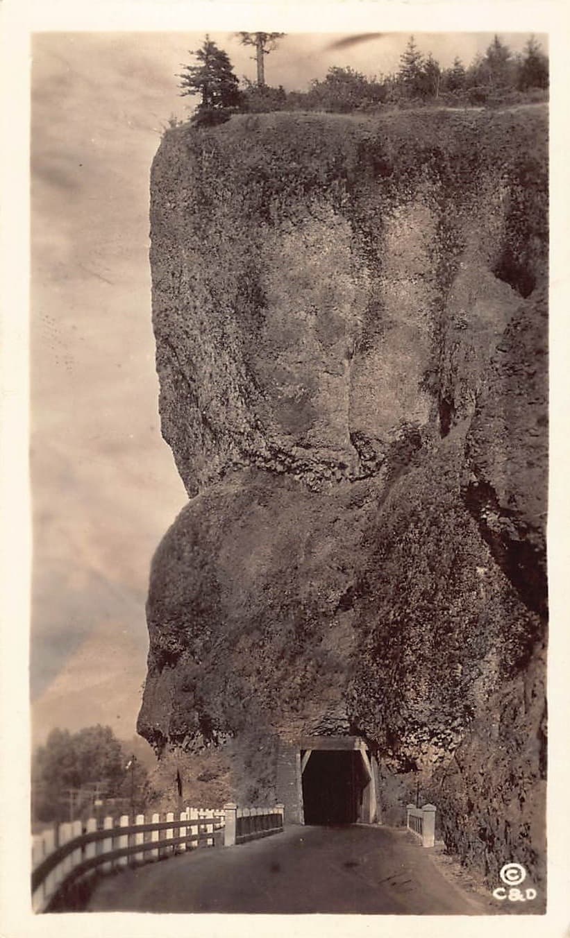 Tunnel Through Cliff, Velox Print, Early 20th Century