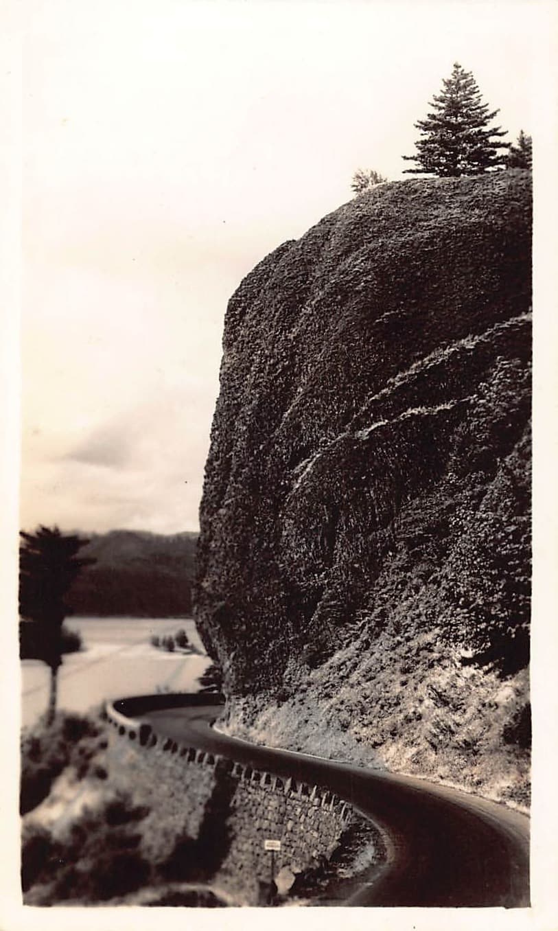 Curved Mountain Road, Black and White, Early 20th Century