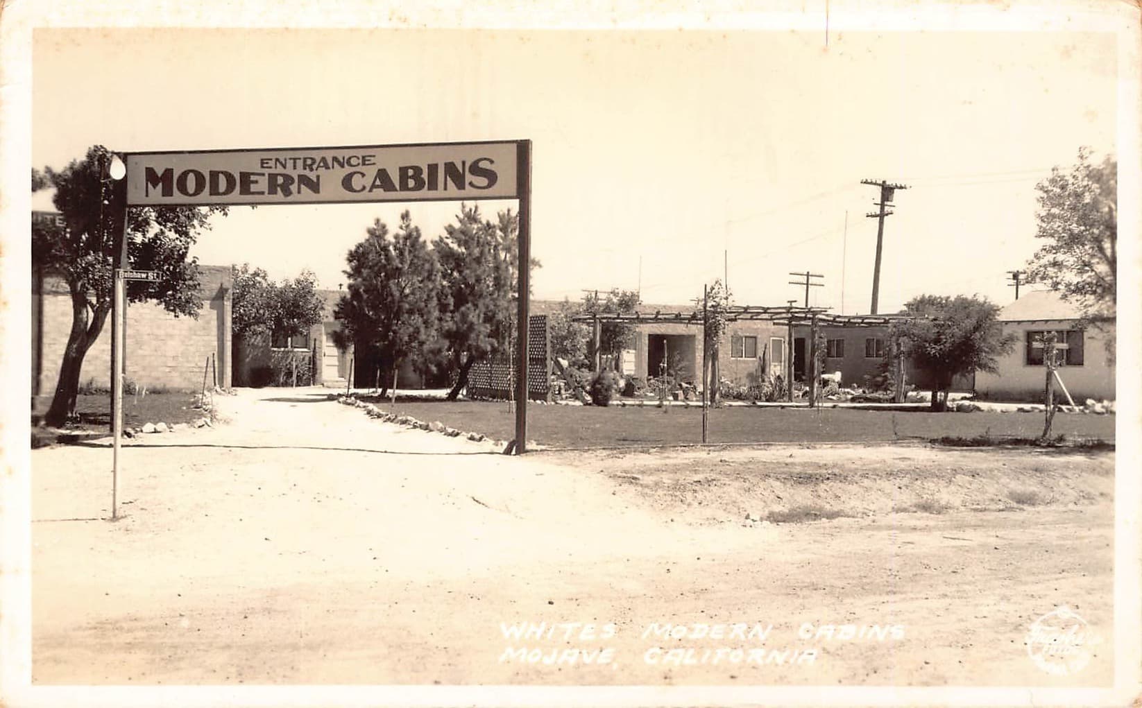 White's Modern Cabins, RPPC, Mojave, California, 1940s