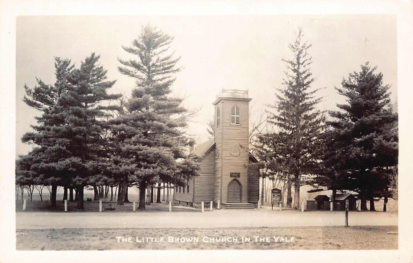 Little Brown Church, Real Photo Postcard, Nashua, Iowa, 1940s
