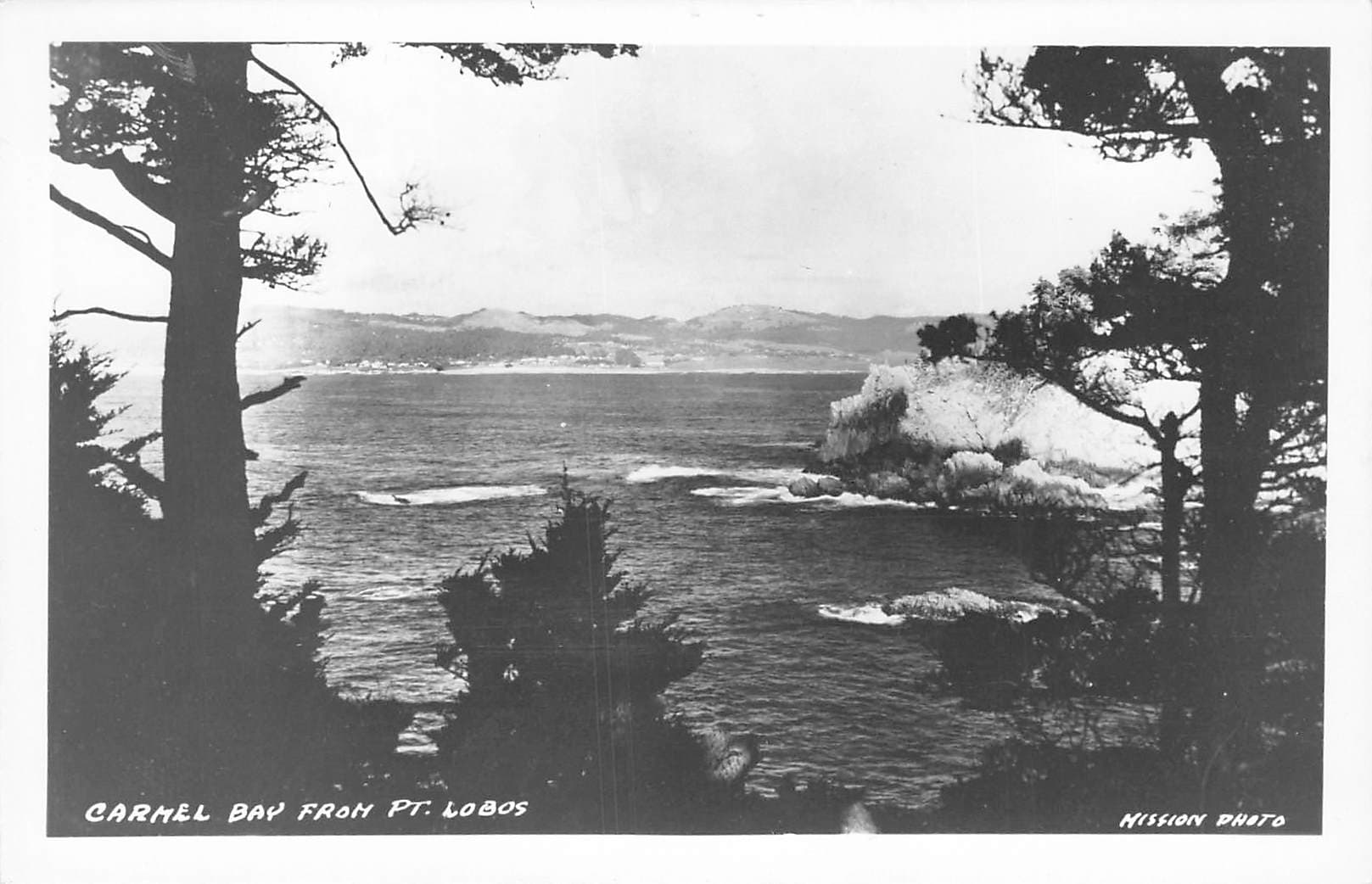 Mission Photo, RPPC, Carmel Bay from Pt. Lobos, California, 1930s