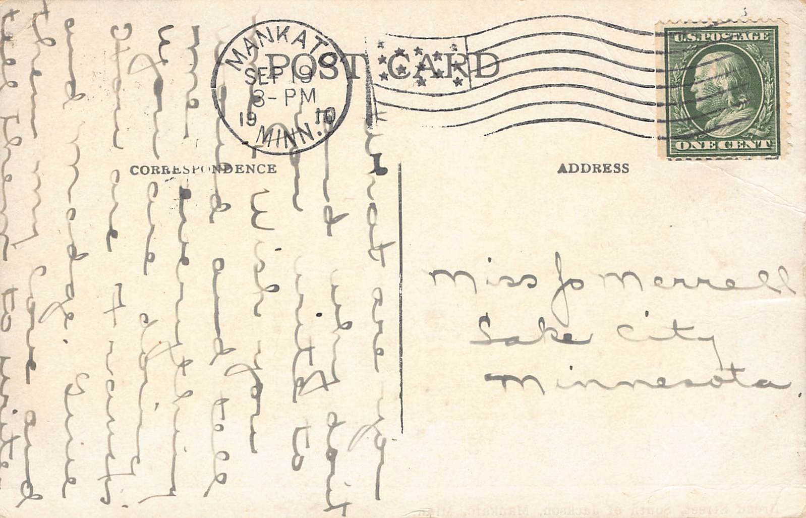 Camp Lakeview Scenes Postcard, Divided Back, Mankato MN, 1910 - Back