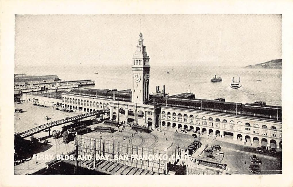 Ferry Building and Bay, San Francisco, 1920s Photo Print Card
