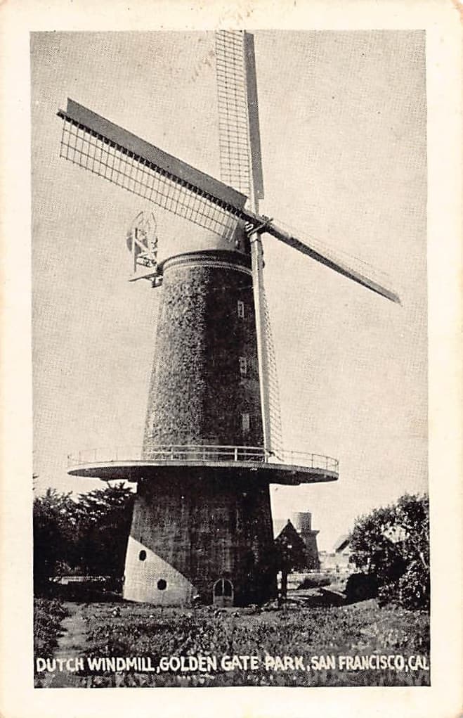 Dutch Windmill, Golden Gate Park, San Francisco, 1920s Photo Print Card