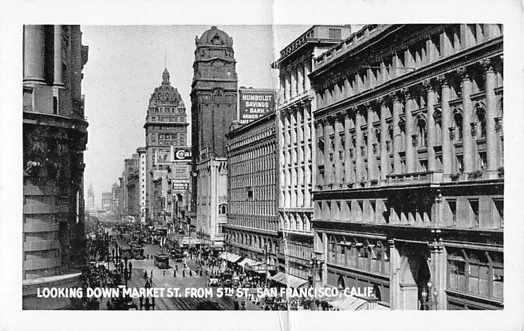 Market St. View from 5th St., San Francisco, Early 20th Century