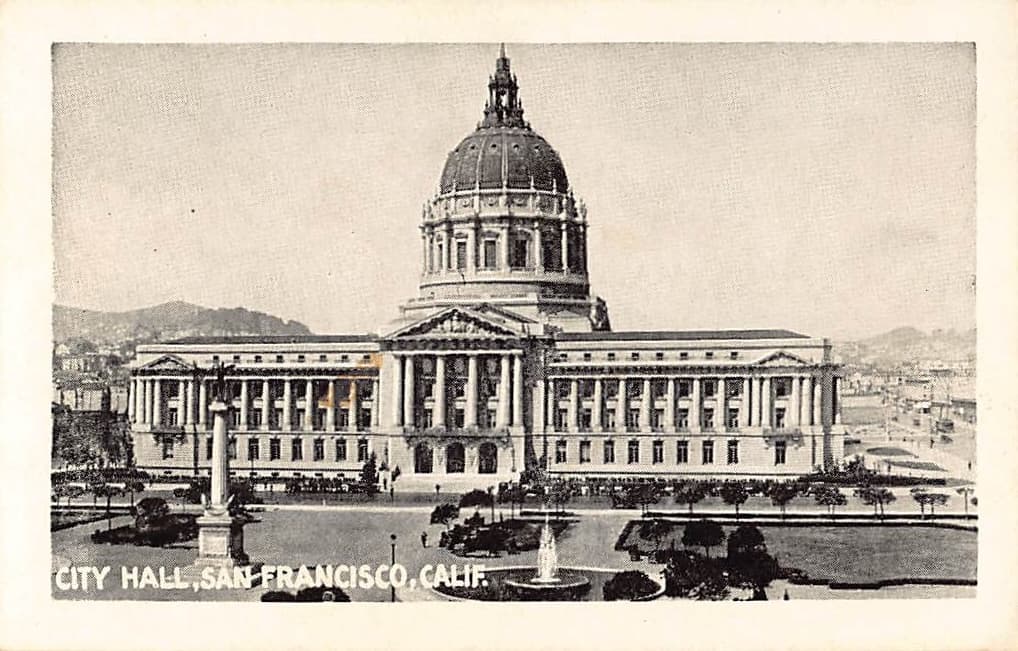 San Francisco City Hall, Photo Print Card, Early 20th Century