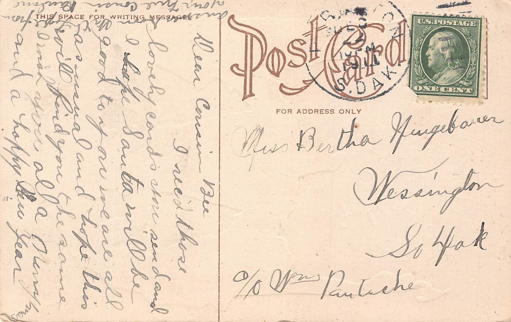 Kind Greetings, Divided Back Postcard, Scenic Landscape, 1910s - Back