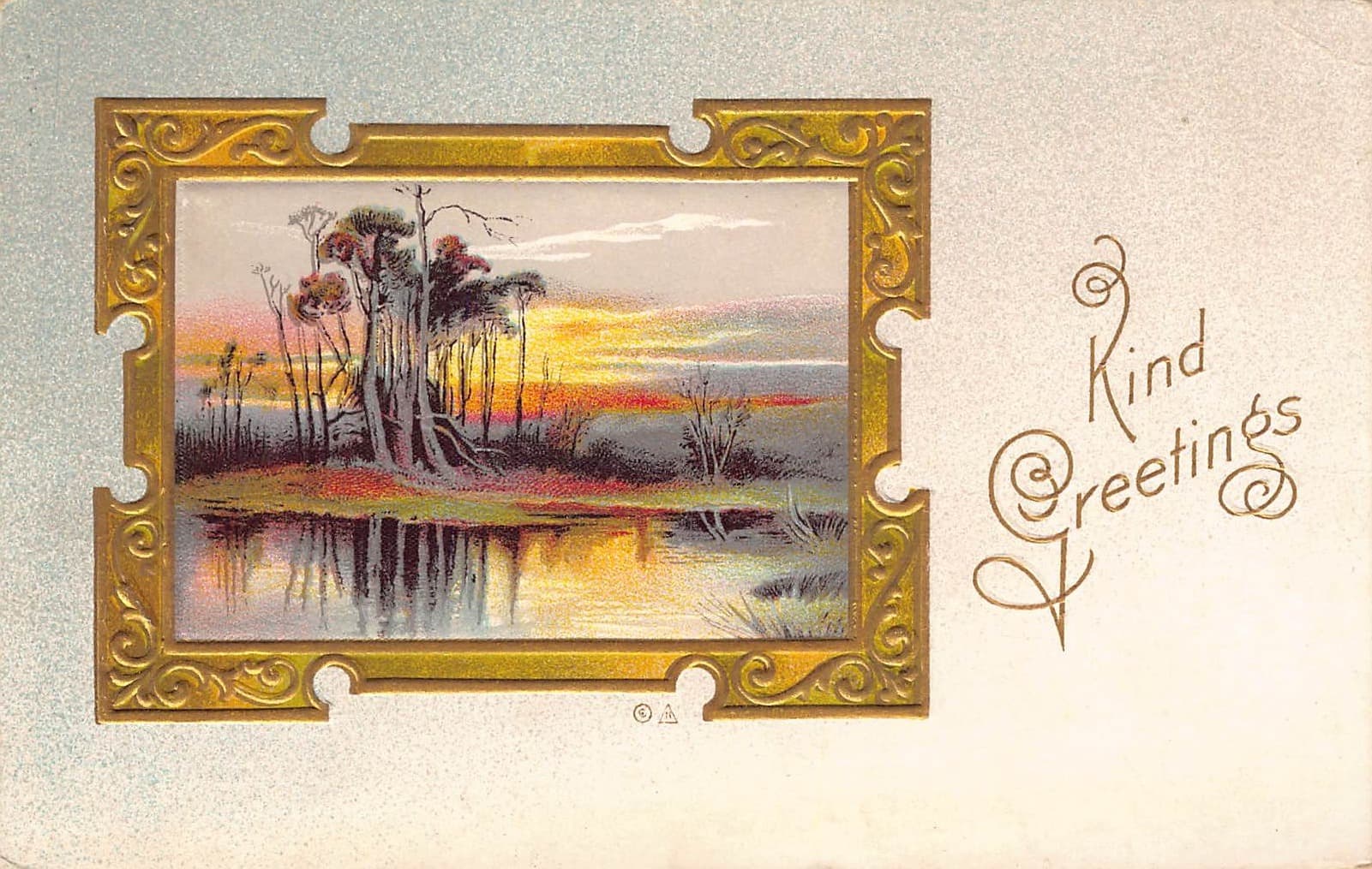 Kind Greetings, Divided Back Postcard, Scenic Landscape, 1910s