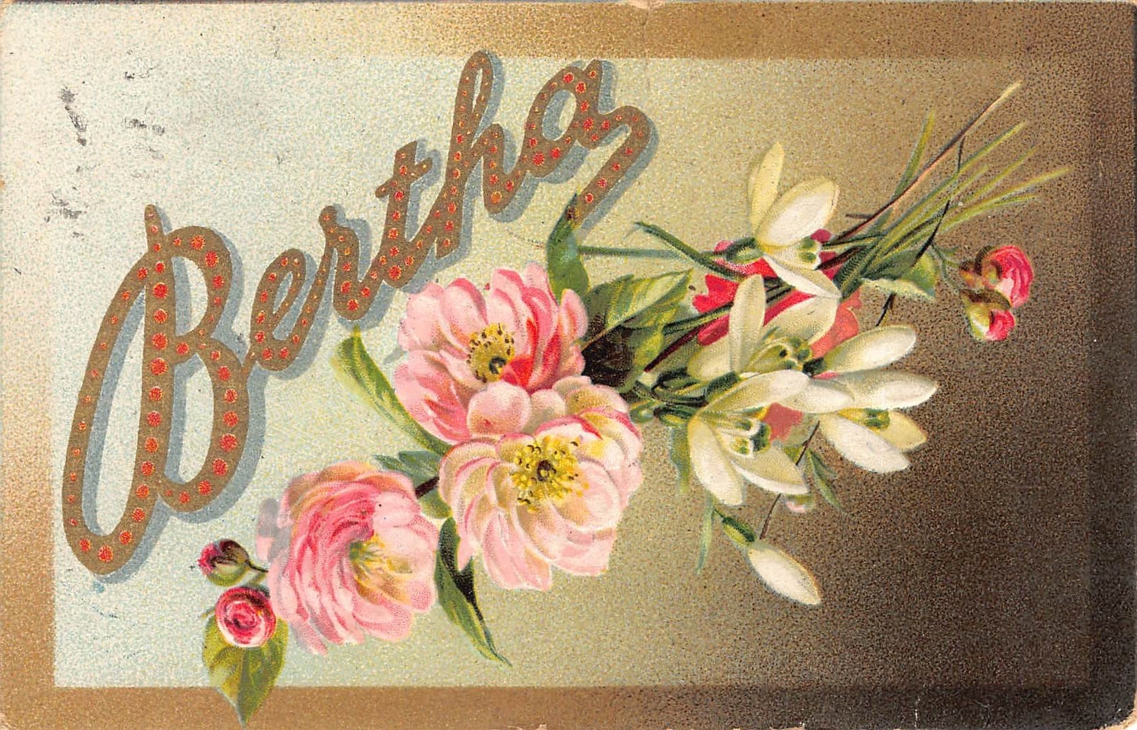 AHC Publisher, Undivided Back Postcard, Floral Design 'Bertha', c.1901-1907