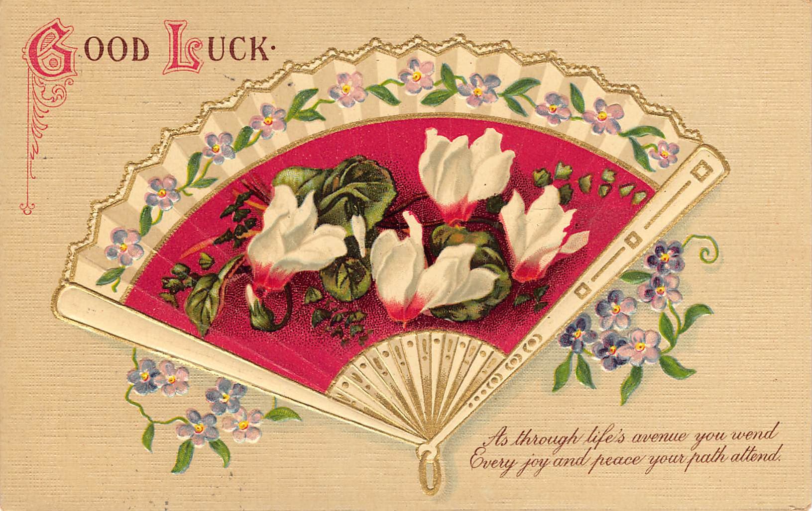 Tuck's Post Card, Divided Back, Good Luck Fan, 1910