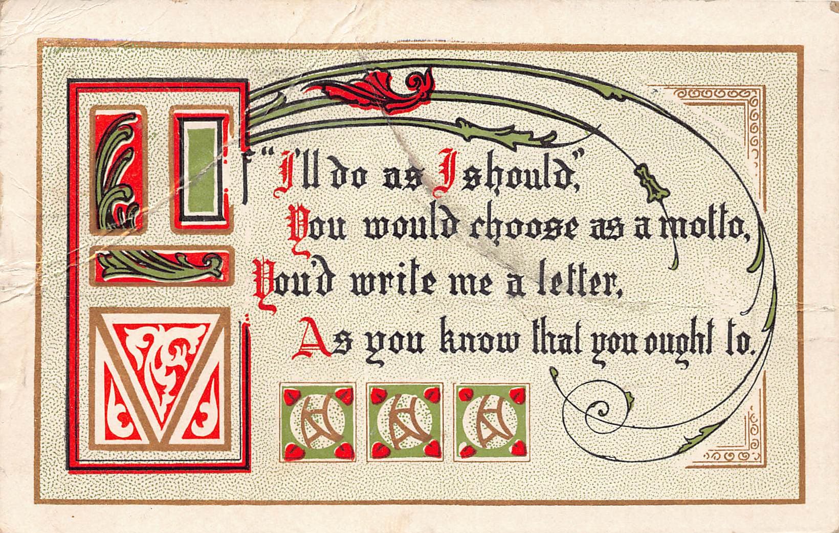 Early 1900s Embossed Motto Postcard, South Dakota, 1912 Postmark