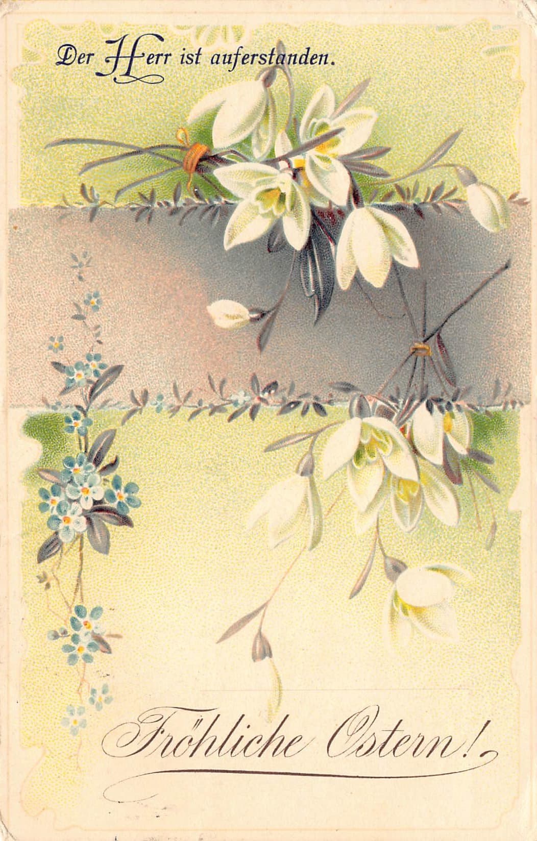 Easter Greetings Postcard, Divided Back, Flowers, 1911 Postmark