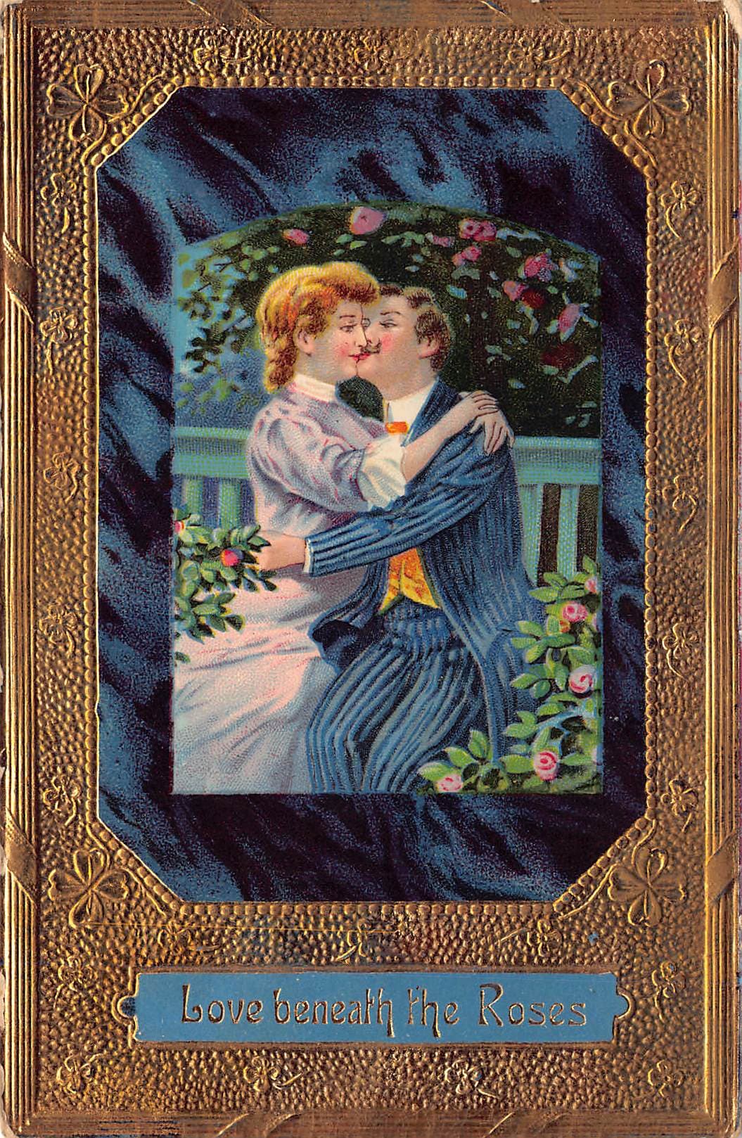 Printed in Germany, Divided Back Postcard, Love Scene, 1910 Postmark